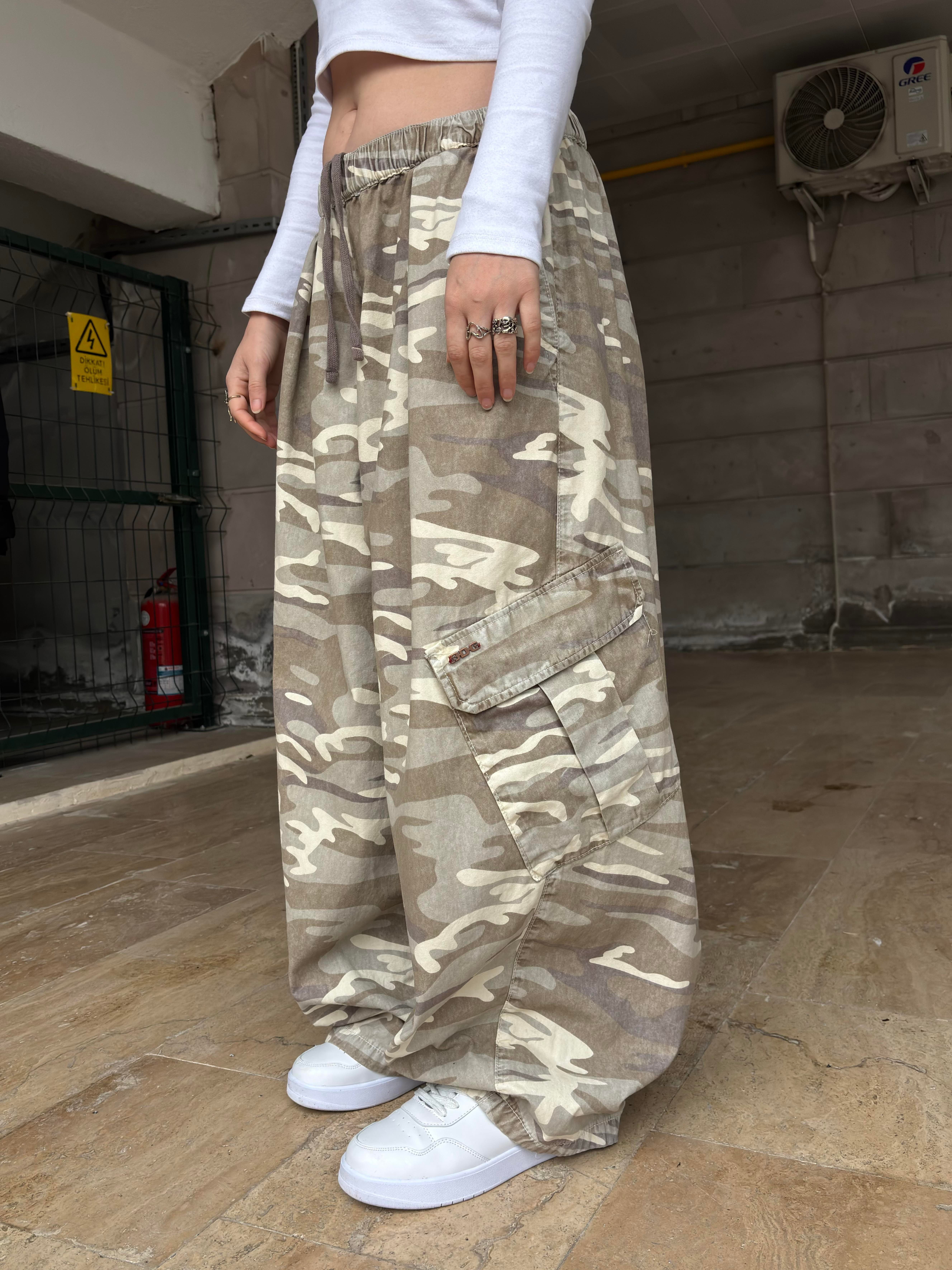 Premium Cream Bobbi Pull-On Baggy Cargo Pants