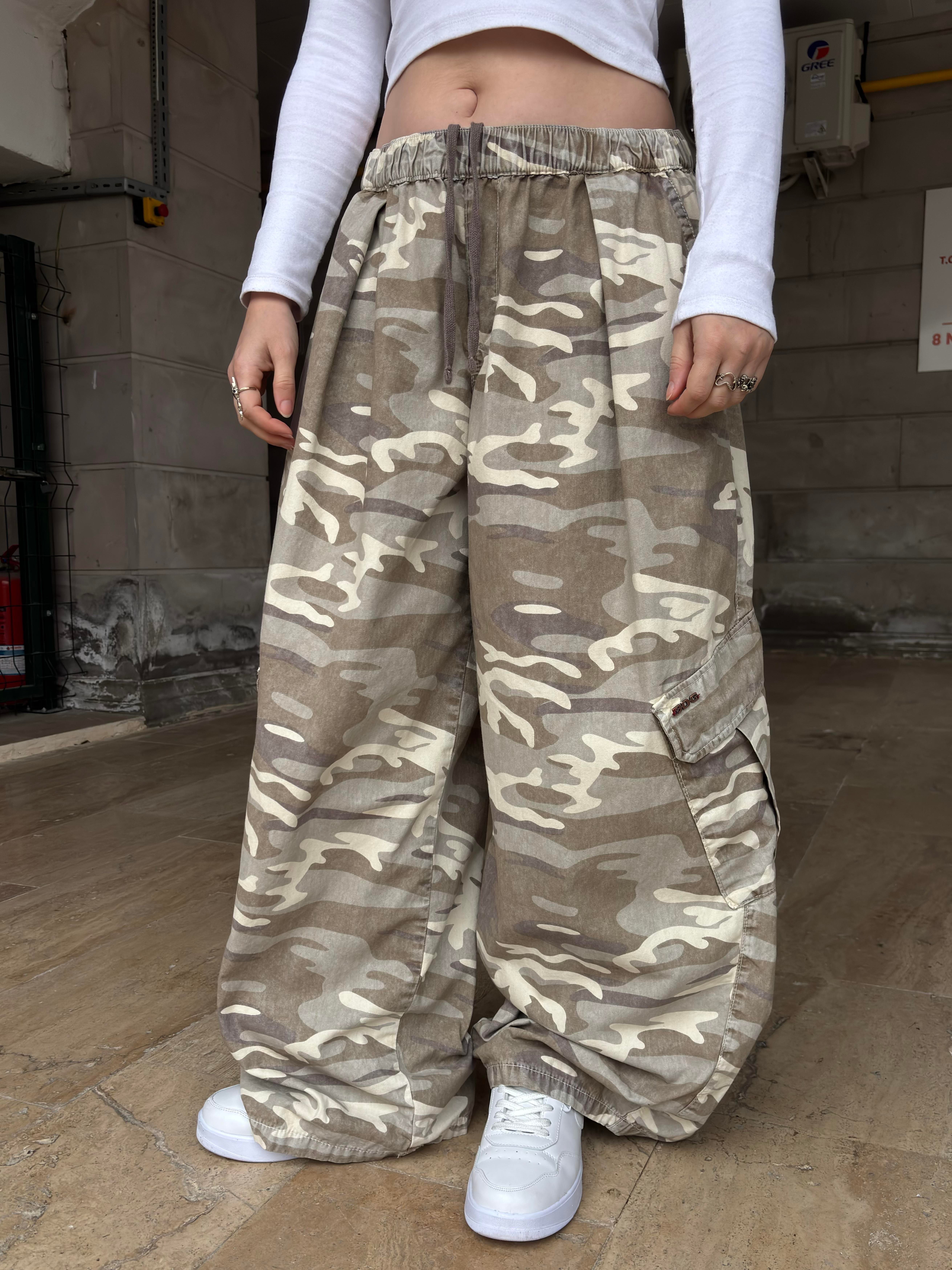 Premium Cream Bobbi Pull-On Baggy Cargo Pants