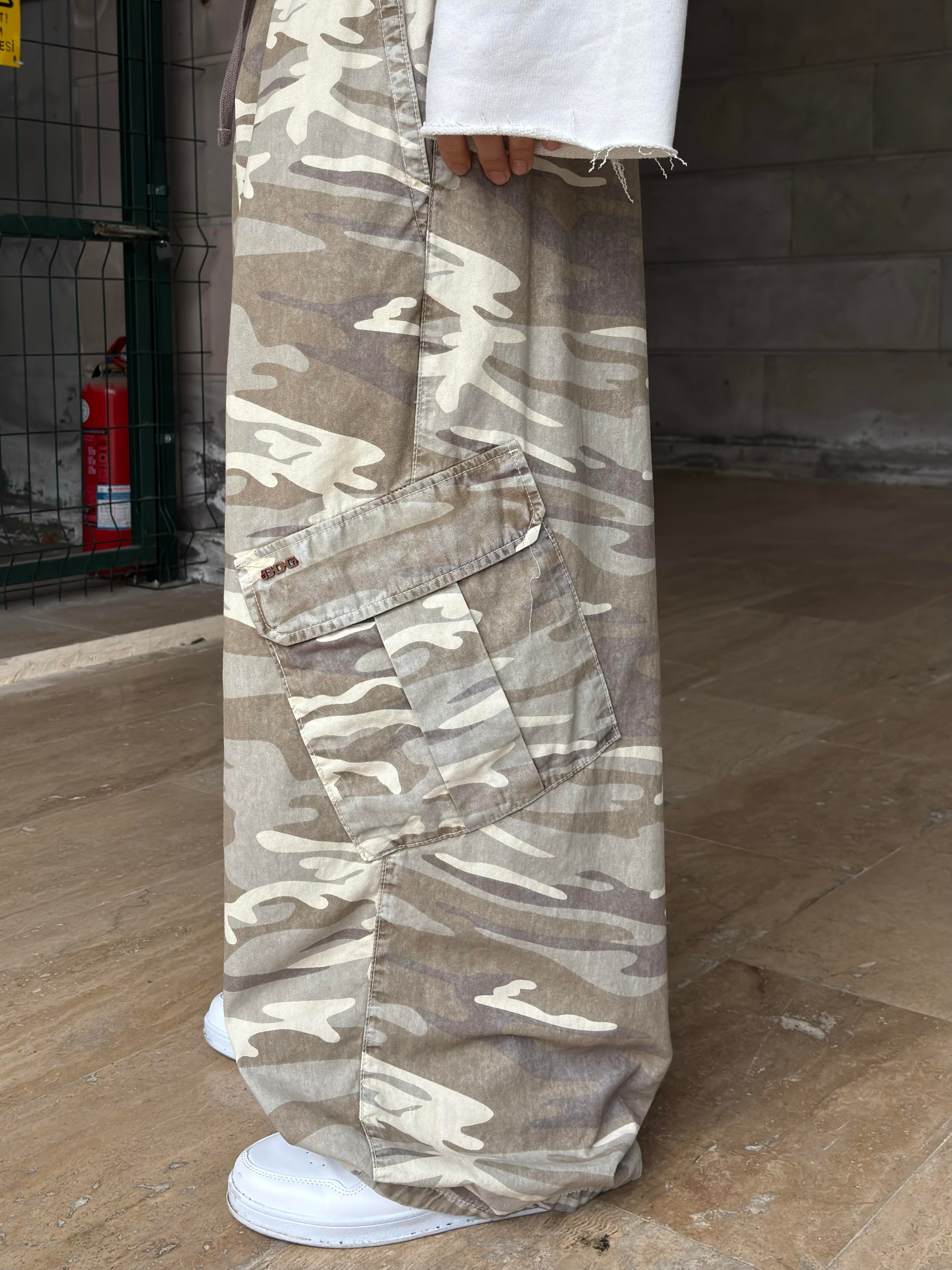 Premium Cream Bobbi Pull-On Baggy Cargo Pants