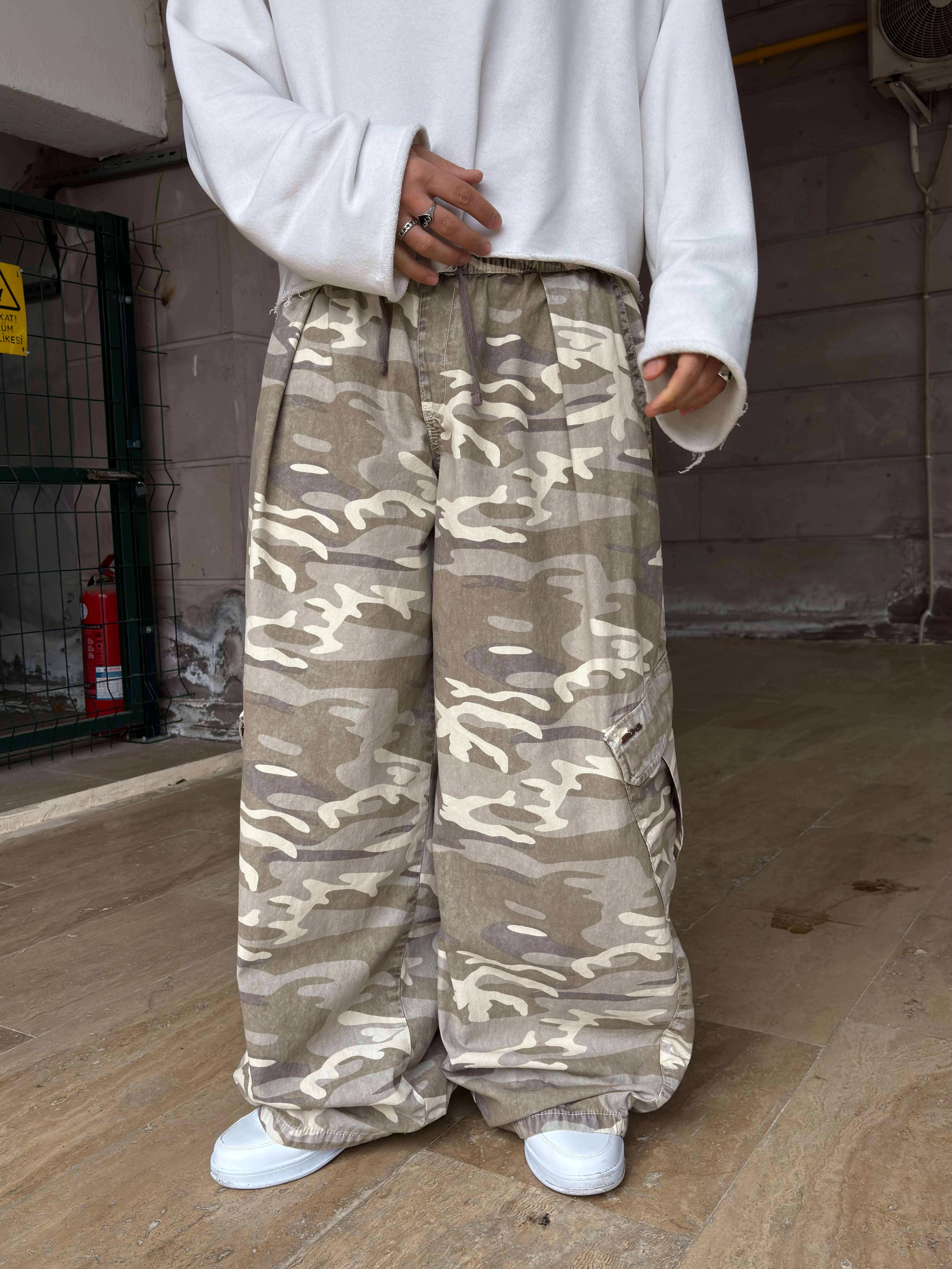 Premium Cream Bobbi Pull-On Baggy Cargo Pants