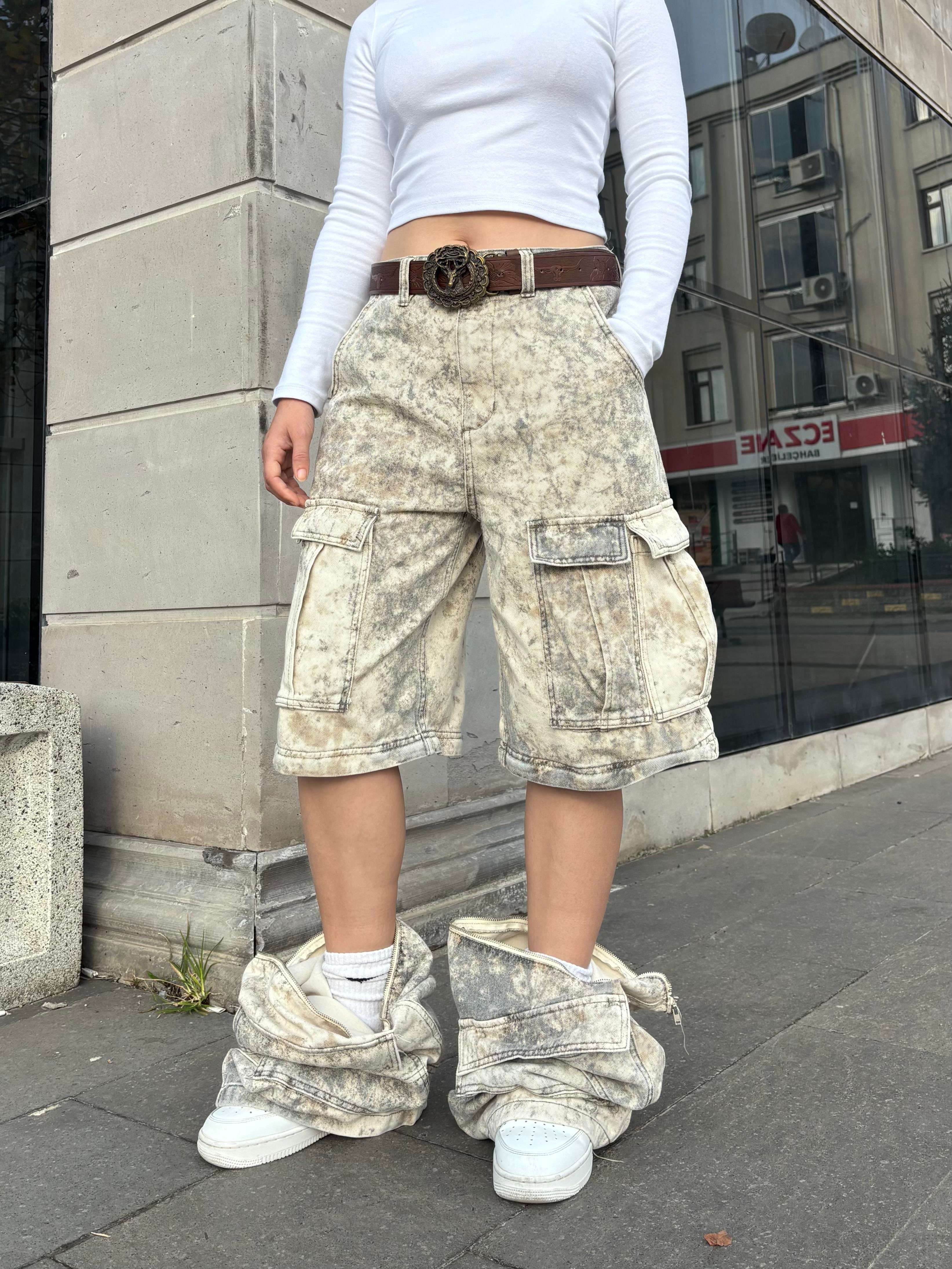 Premium Cream Tone Camouflage Multi Pocket Jorts/Pants 