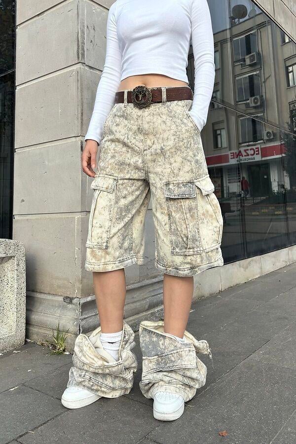 Premium Cream Tone Camouflage Multi Pocket Jorts/Pants 