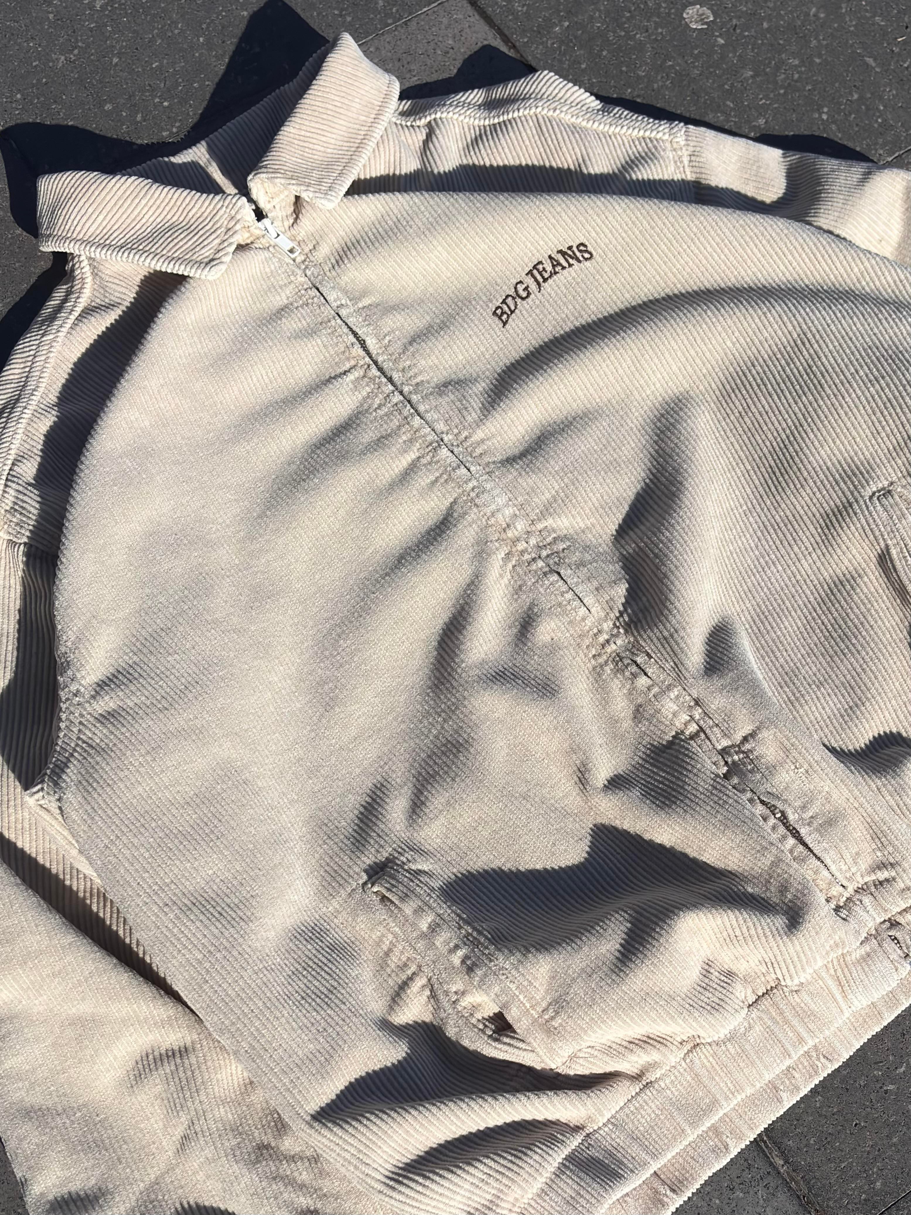 Premium Cream Tone Fitilli Kadife Harrington Jacket