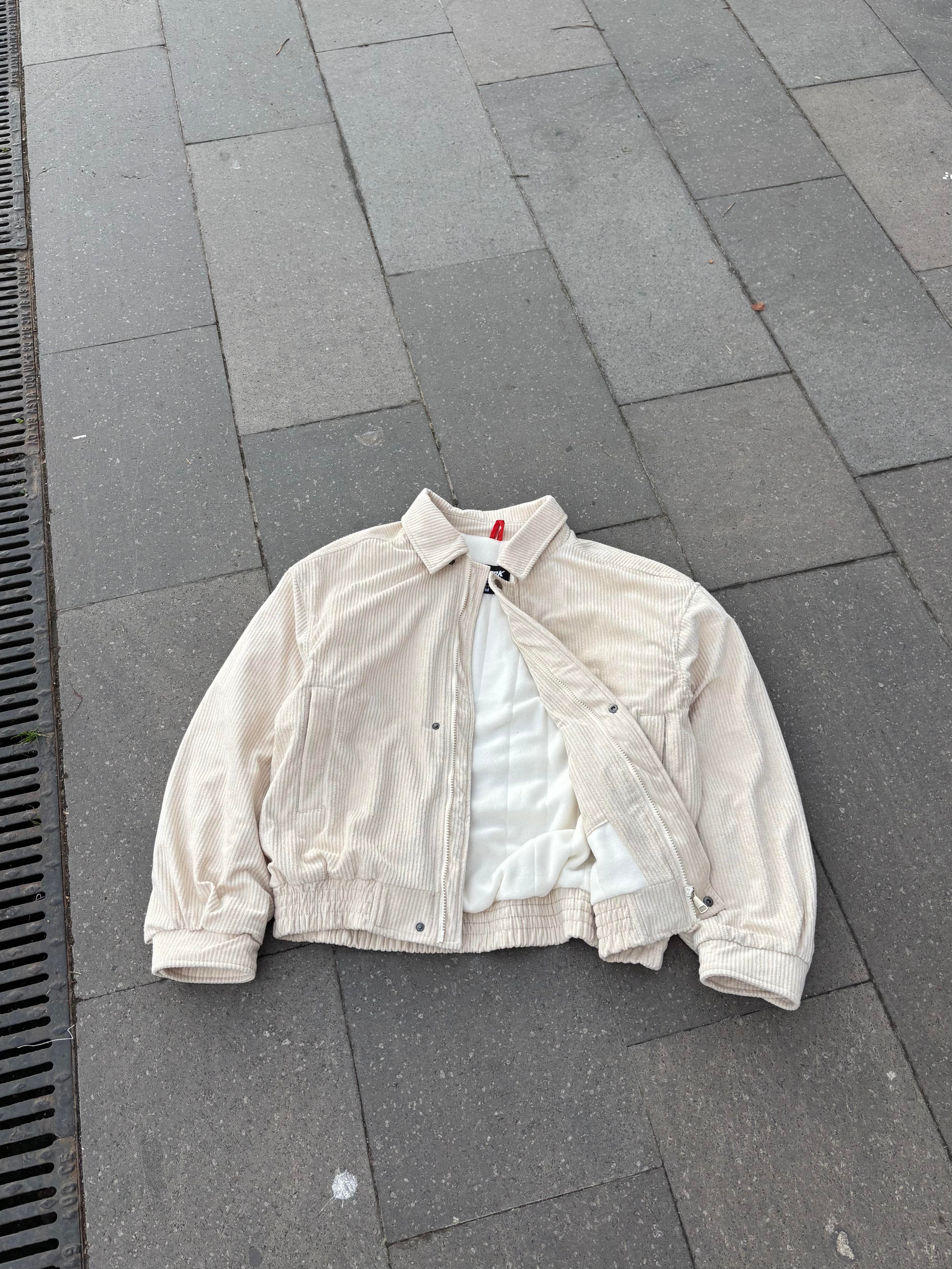 Premium Cream Tone  Luca Conduroy Bomber Jacket