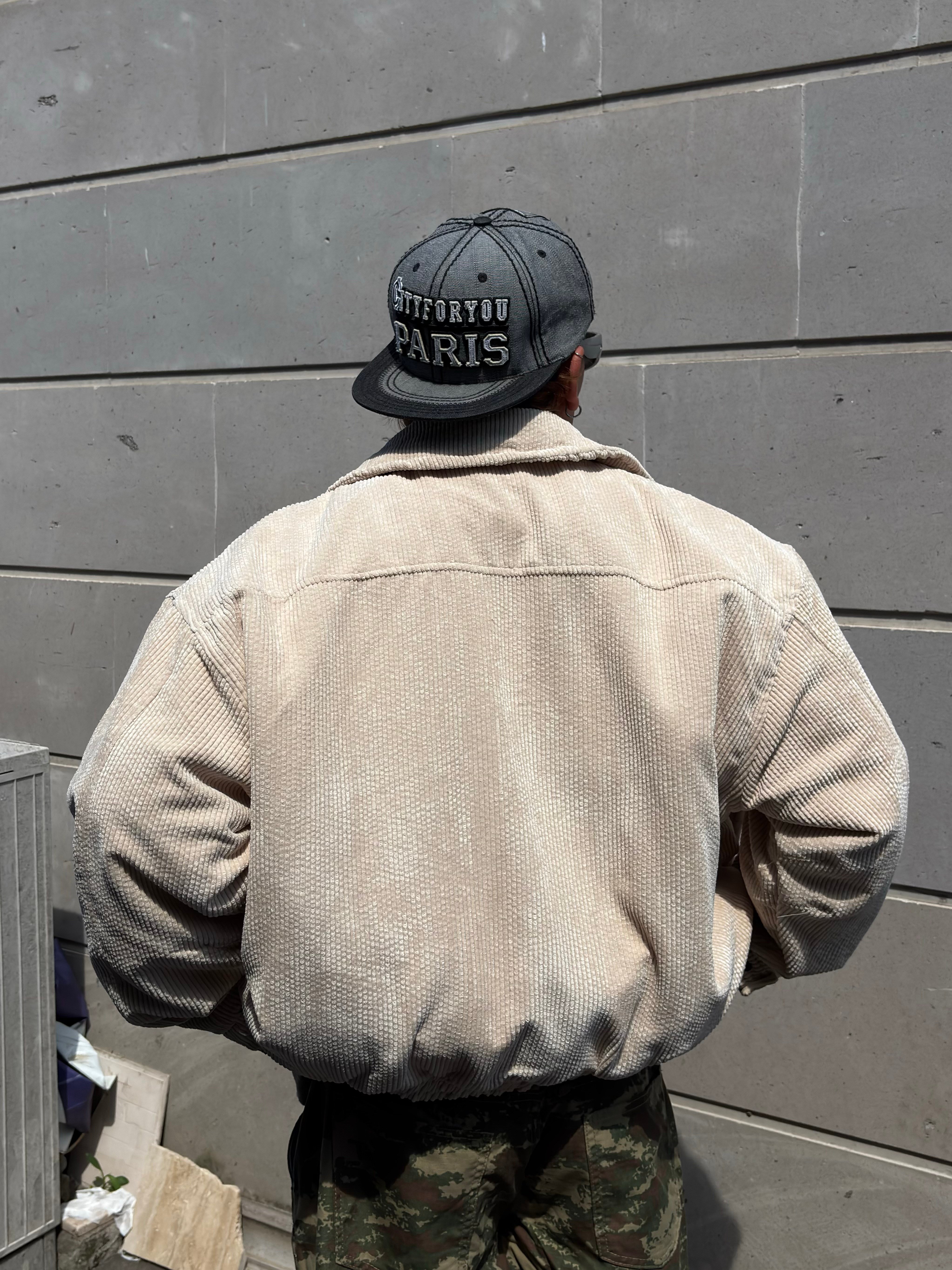 Premium Cream Tone Luca Conduroy Bomber Jacket