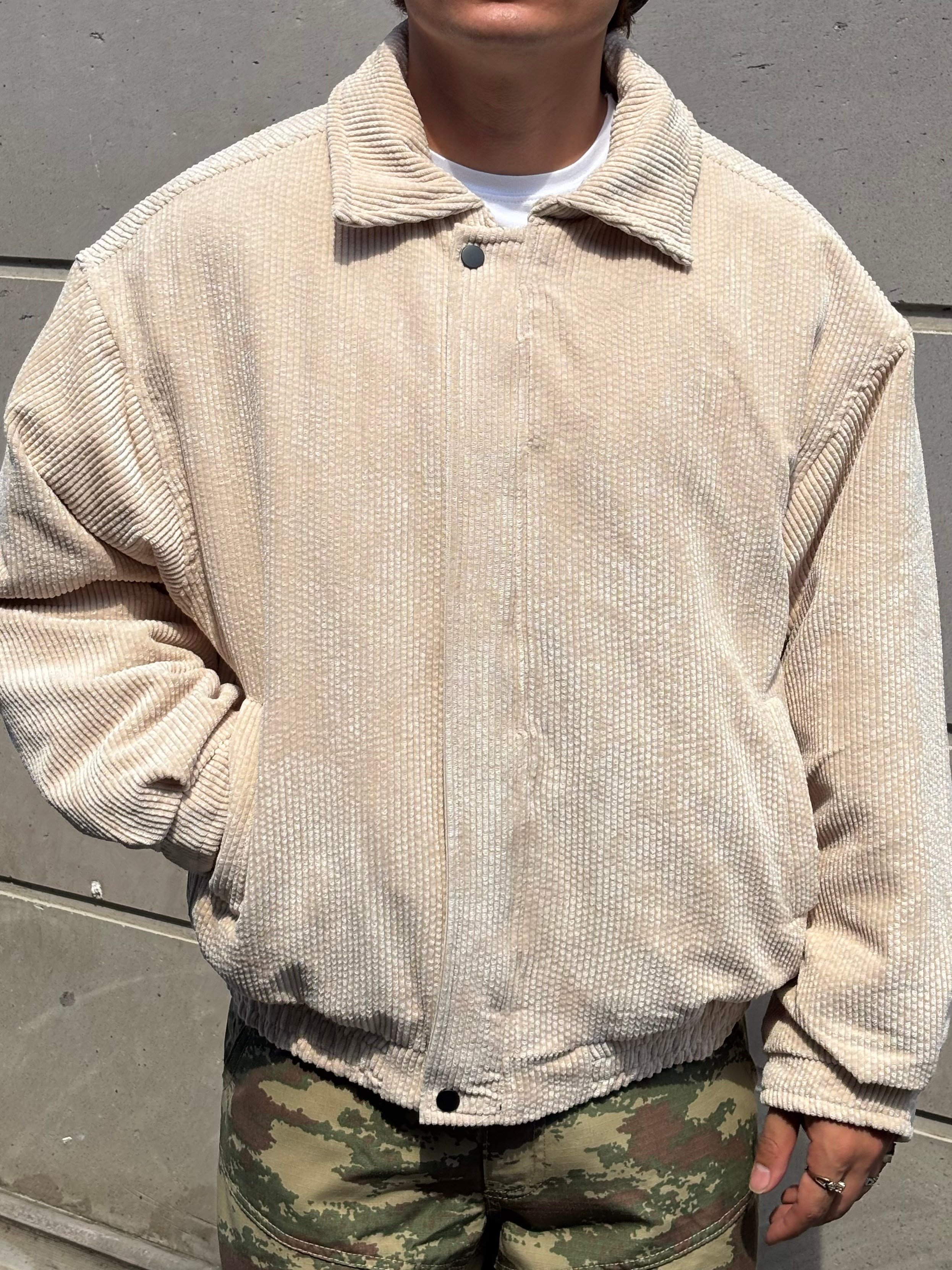 Premium Cream Tone Luca Conduroy Bomber Jacket