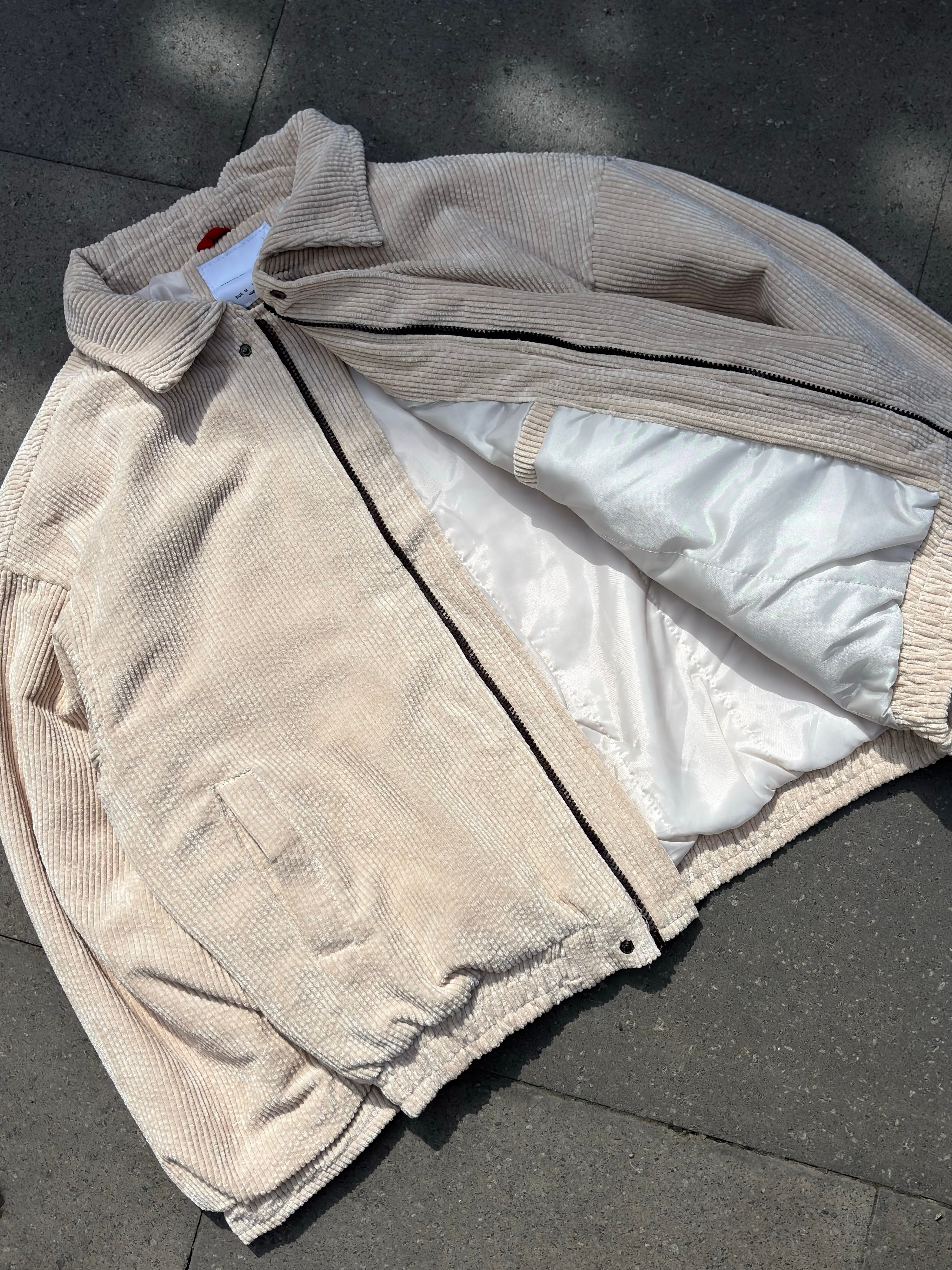 Premium Cream Tone Luca Conduroy Bomber Jacket