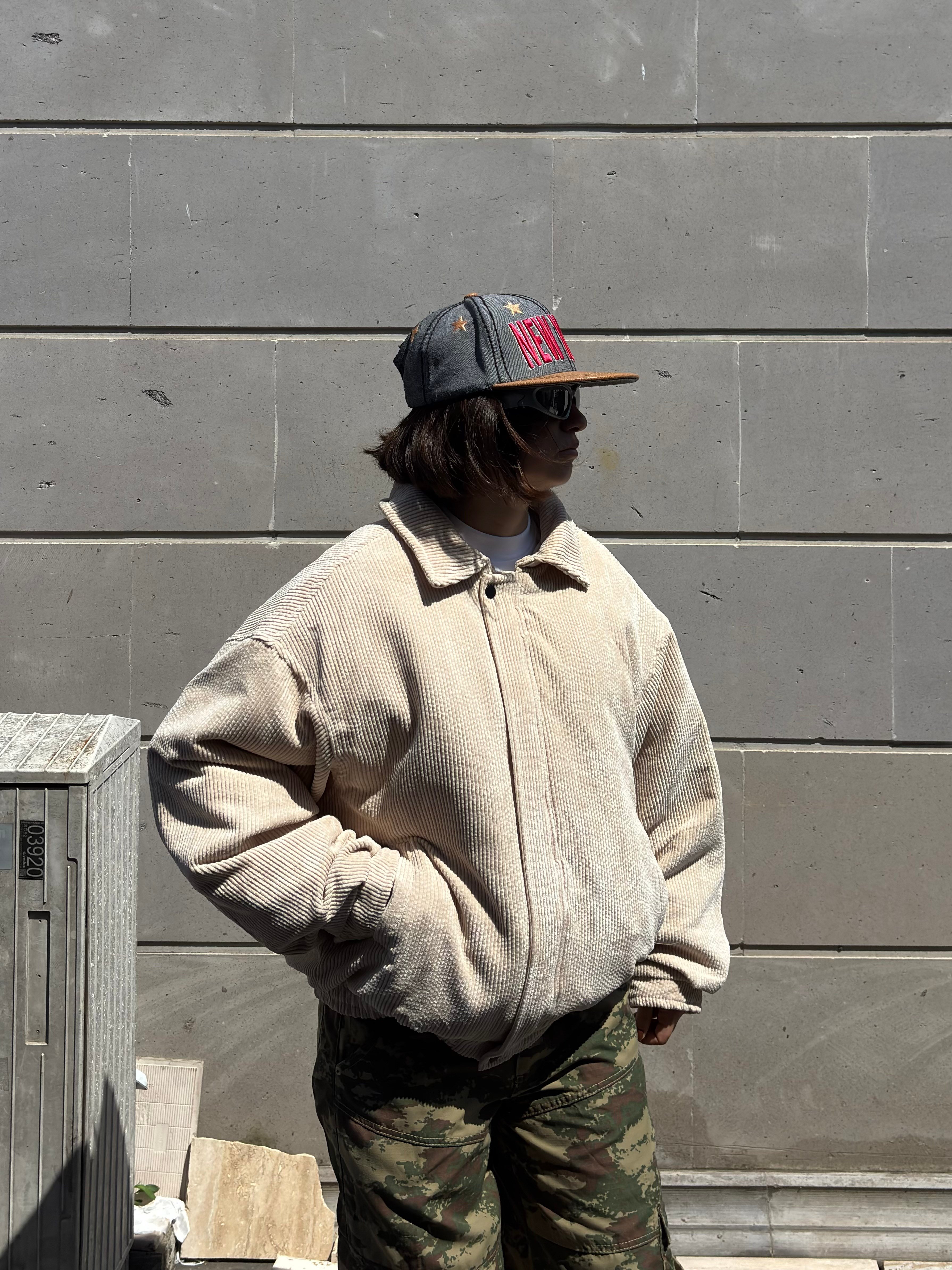Premium Cream Tone Luca Conduroy Bomber Jacket