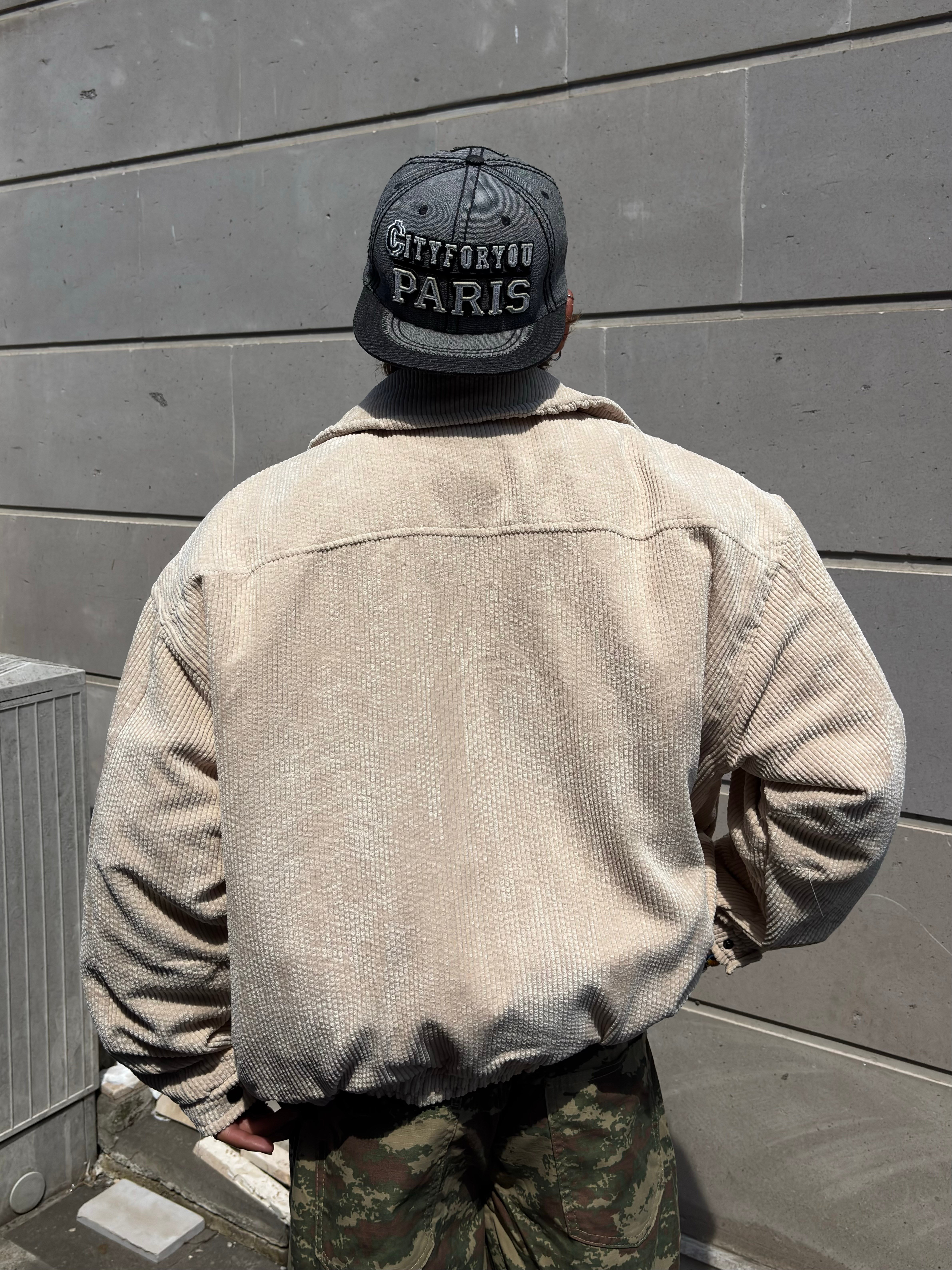 Premium Cream Tone Luca Conduroy Bomber Jacket