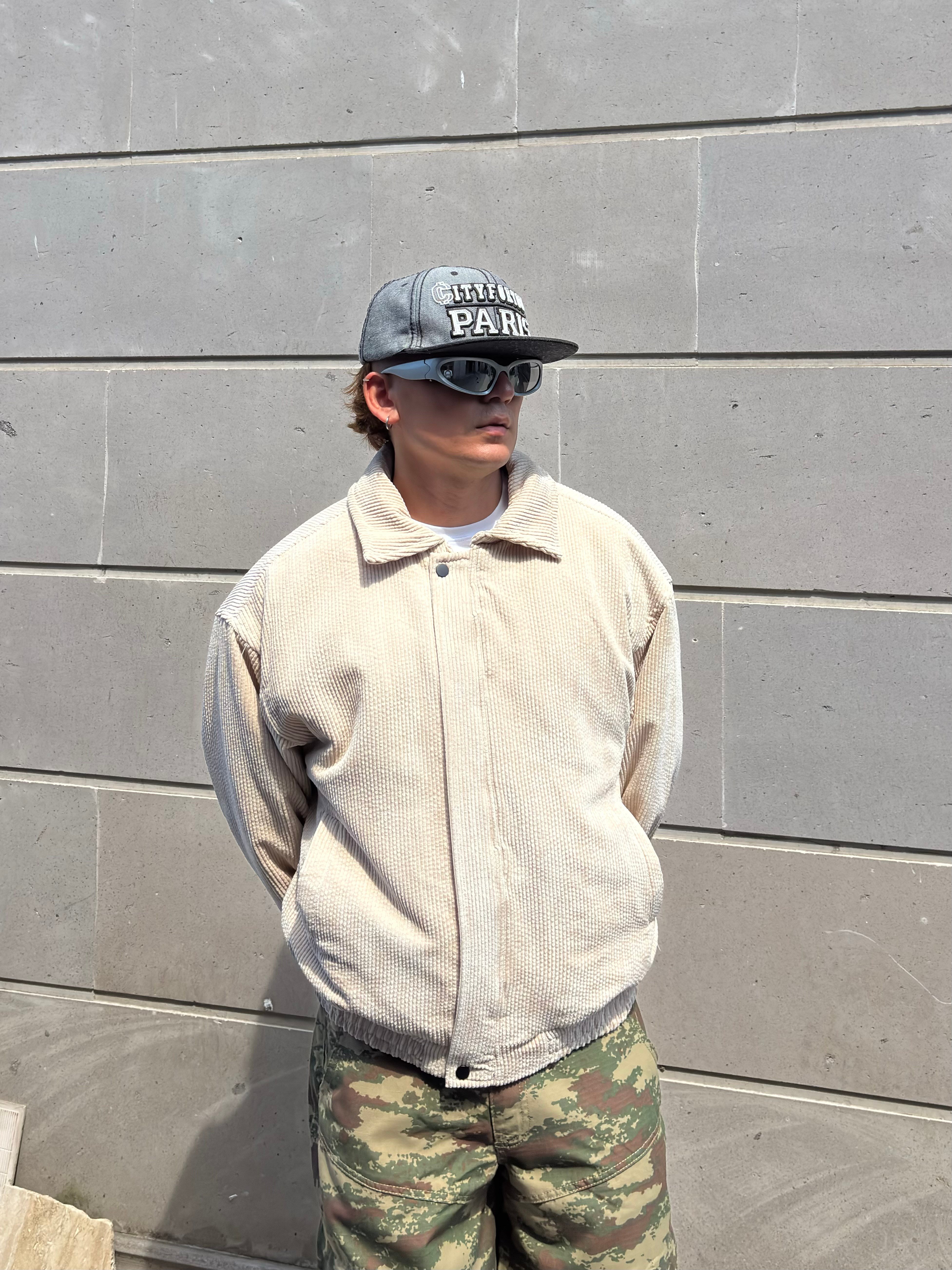 Premium Cream Tone Luca Conduroy Bomber Jacket
