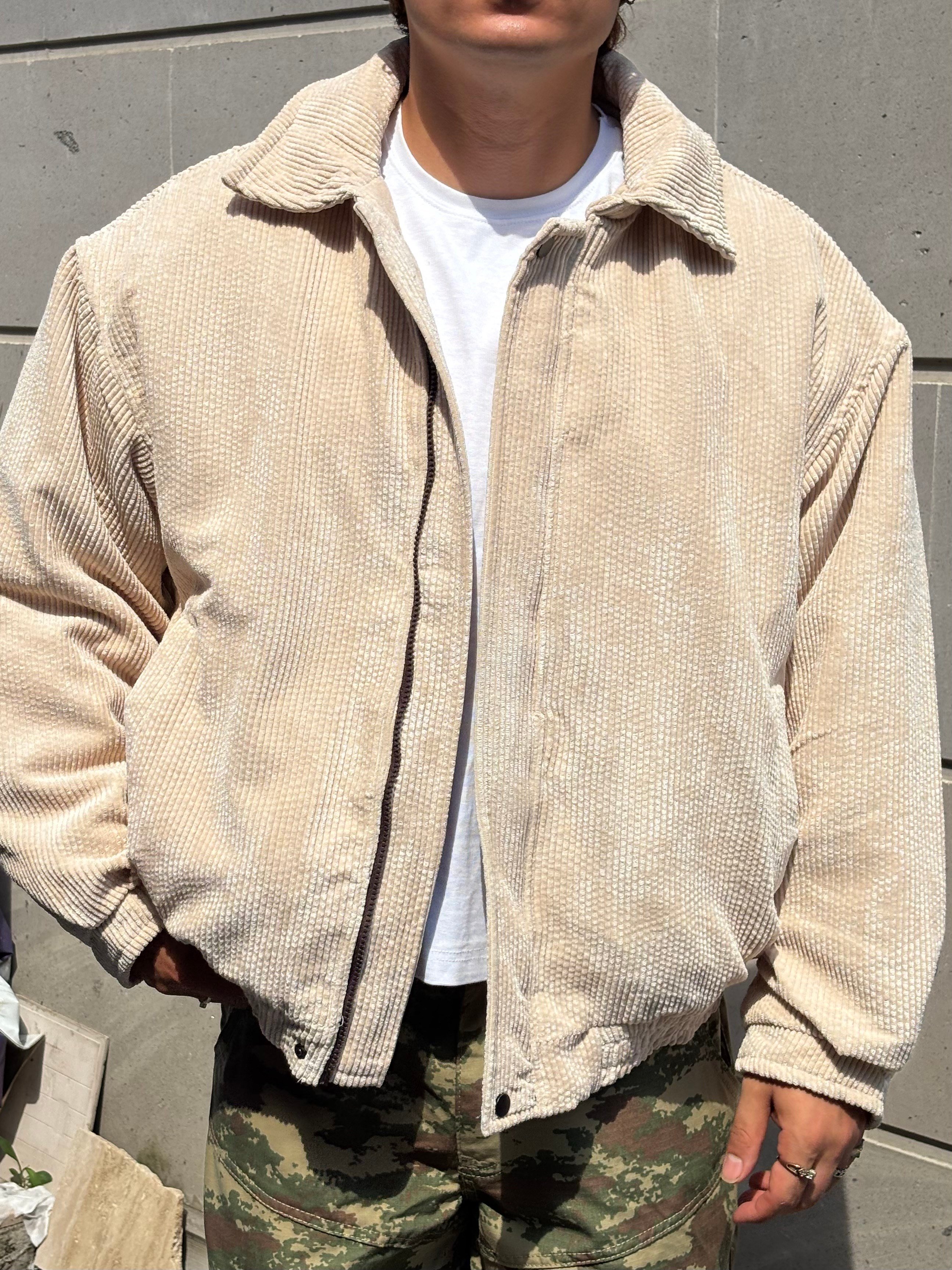 Premium Cream Tone Luca Conduroy Bomber Jacket