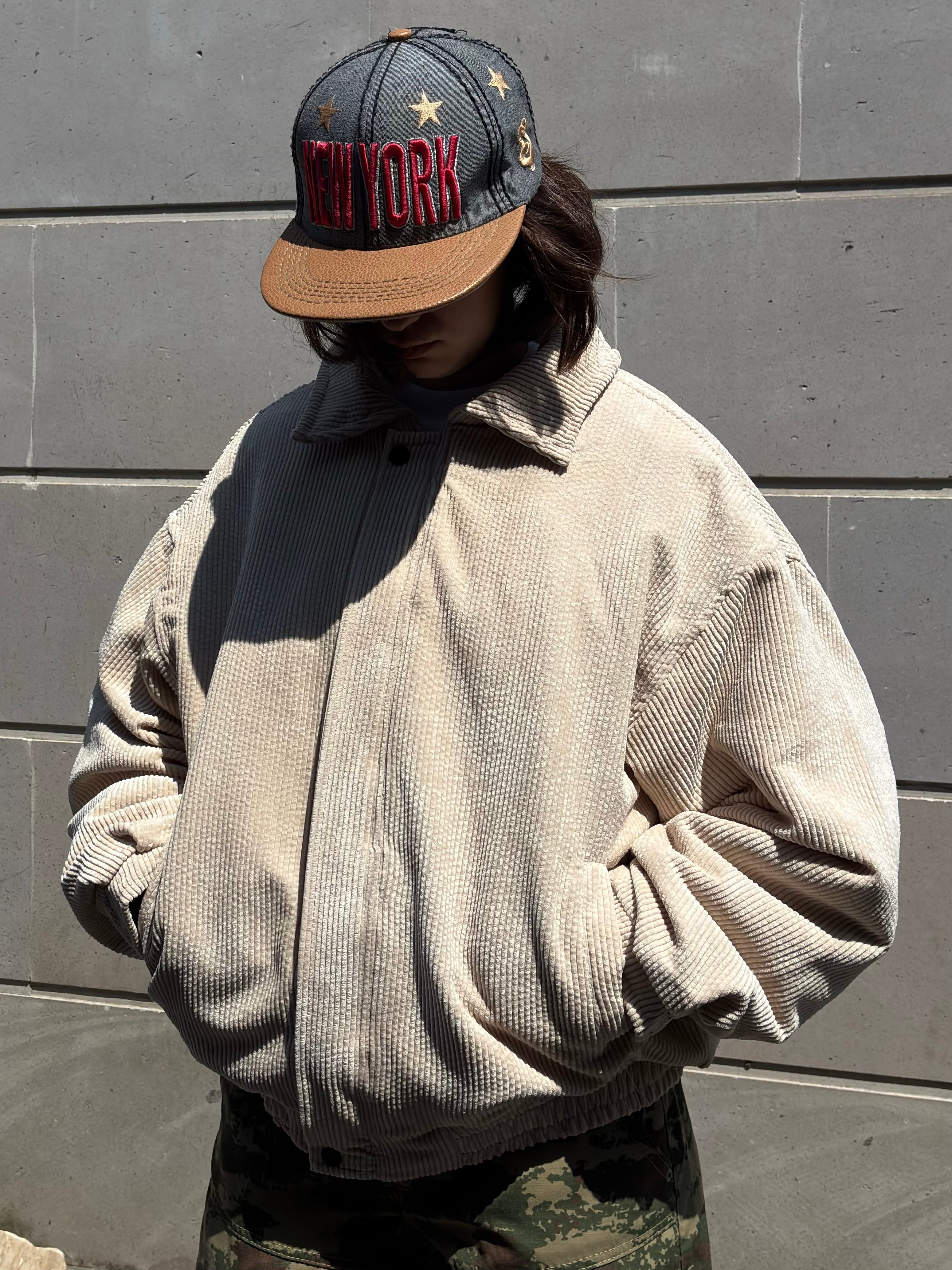 Premium Cream Tone Luca Conduroy Bomber Jacket
