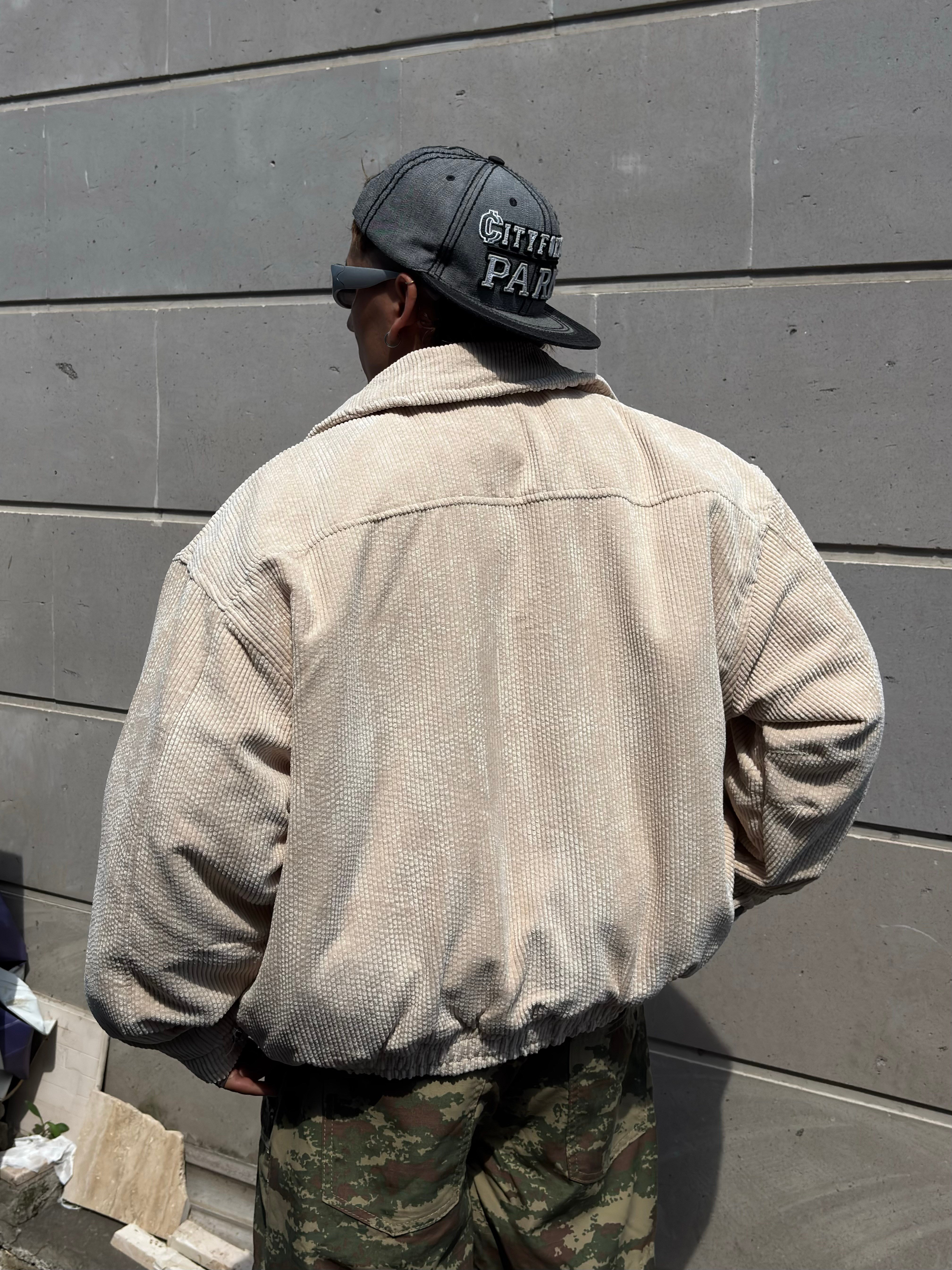 Premium Cream Tone Luca Conduroy Bomber Jacket