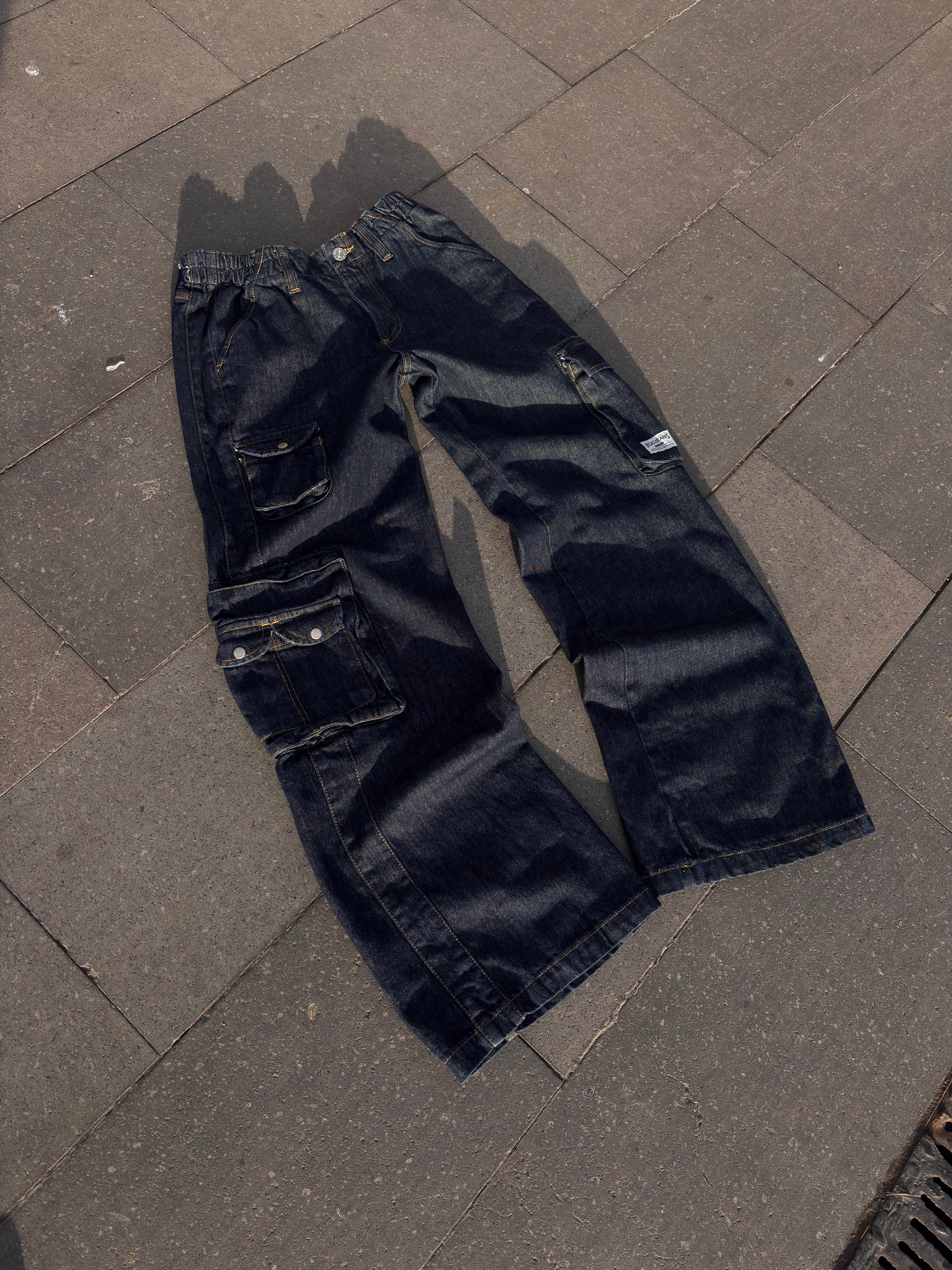 Premium Cyber Y2K Cargo Navy Tinted Jeans