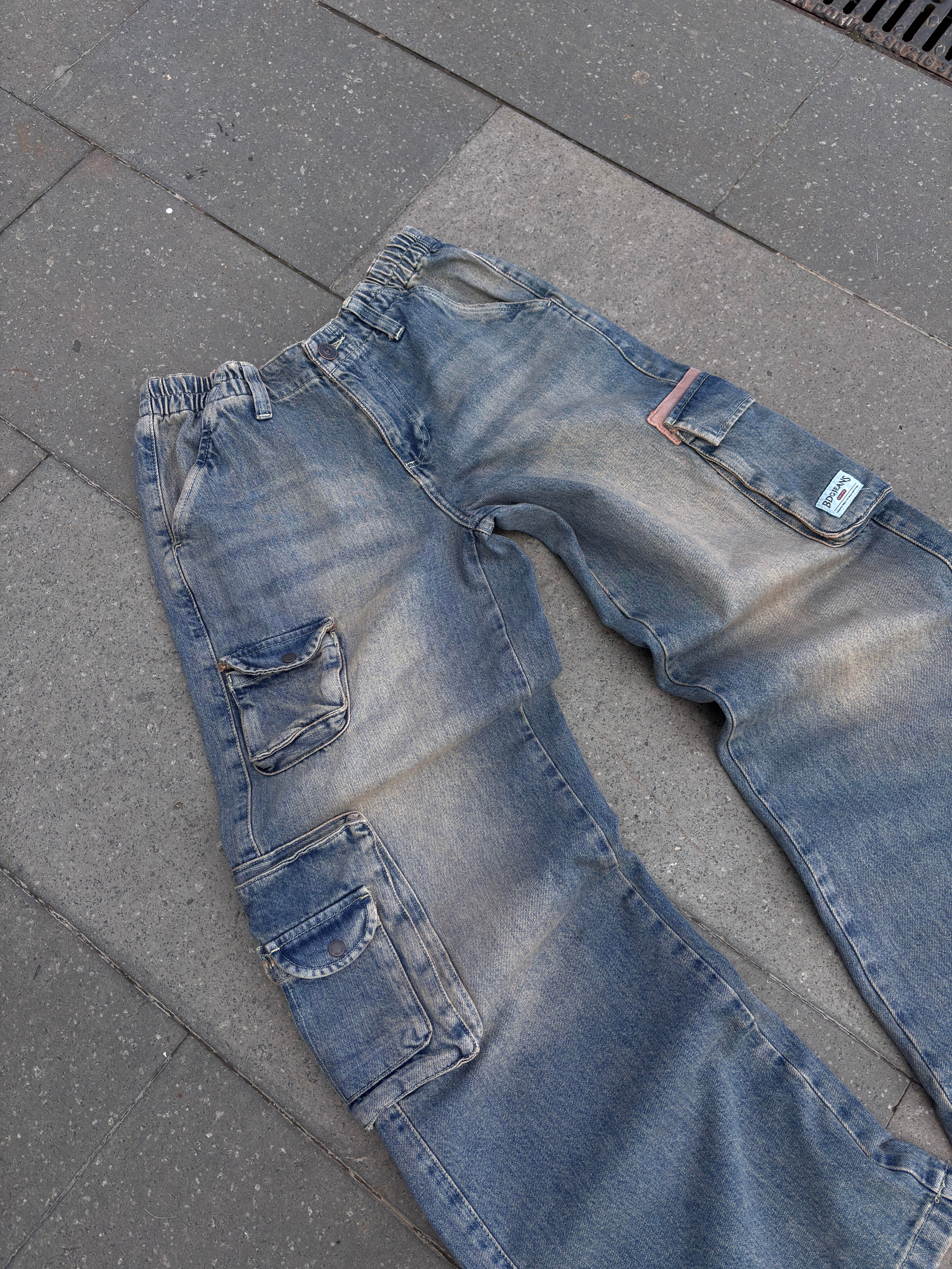 Premium Cyber Y2K Cargo Stone Tinted Jeans