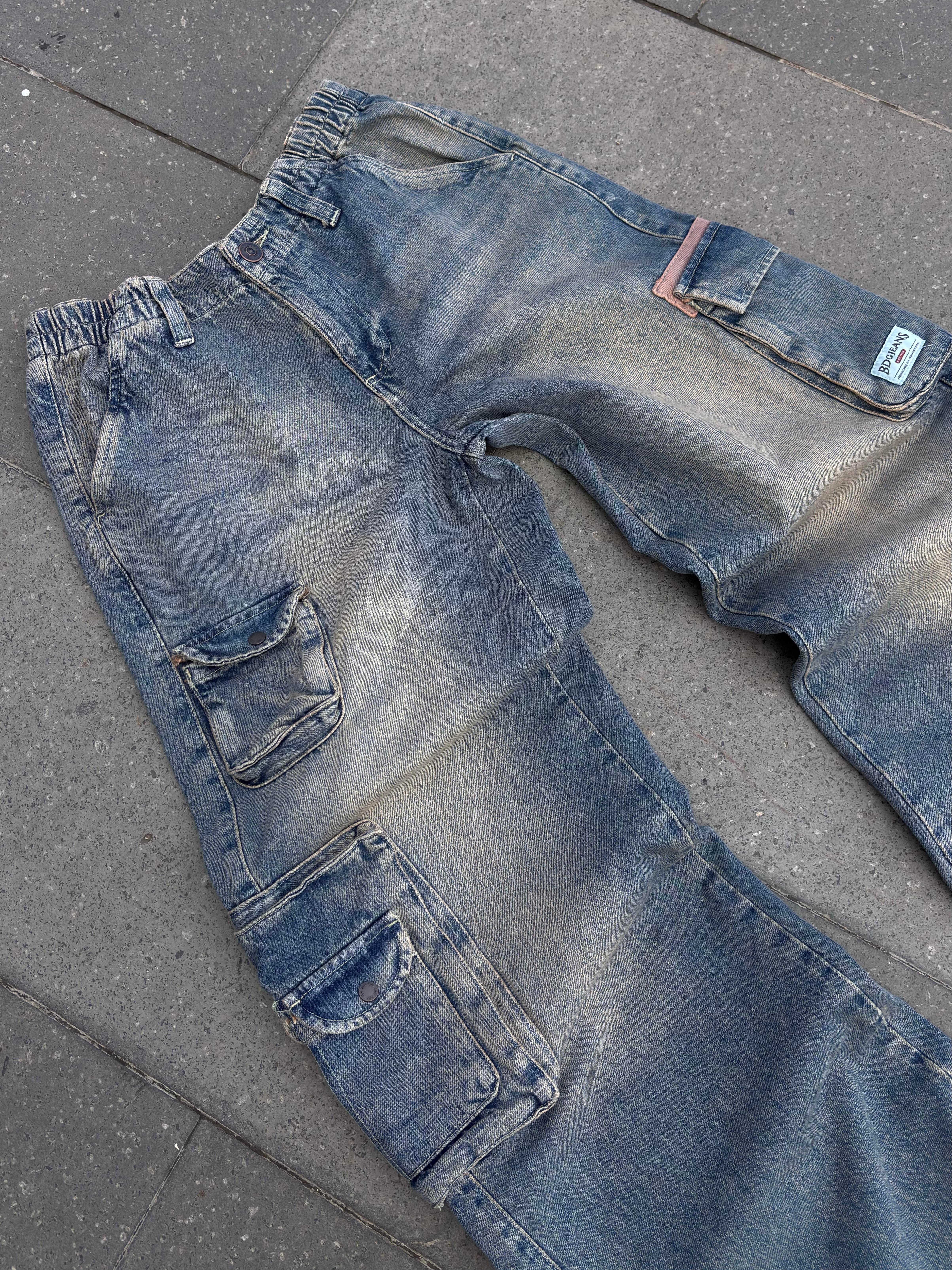 Premium Cyber Y2K Cargo Stone Tinted Jeans