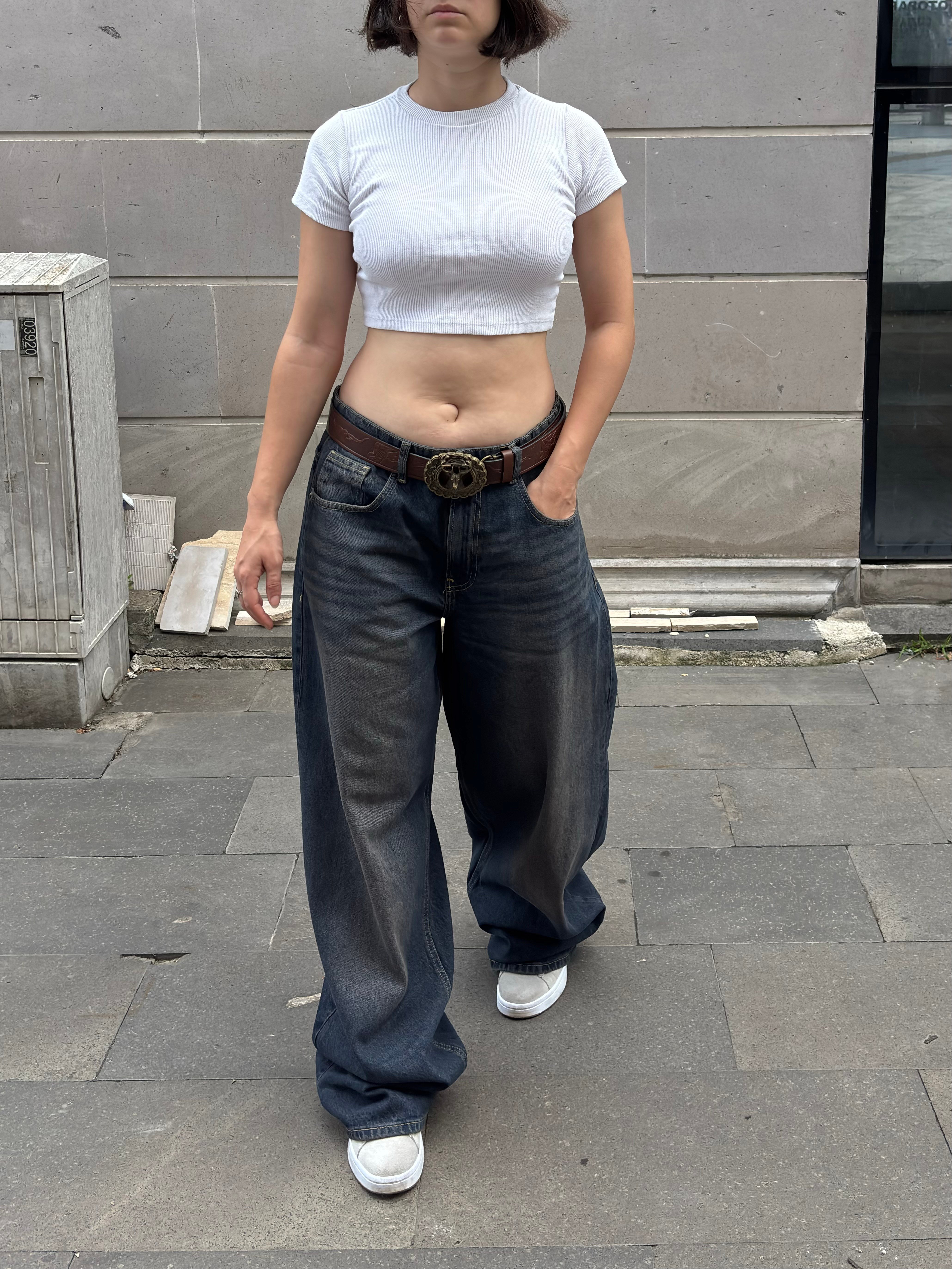 Premium Dark-Blue Eskitmeli Ultra Baggy Jean