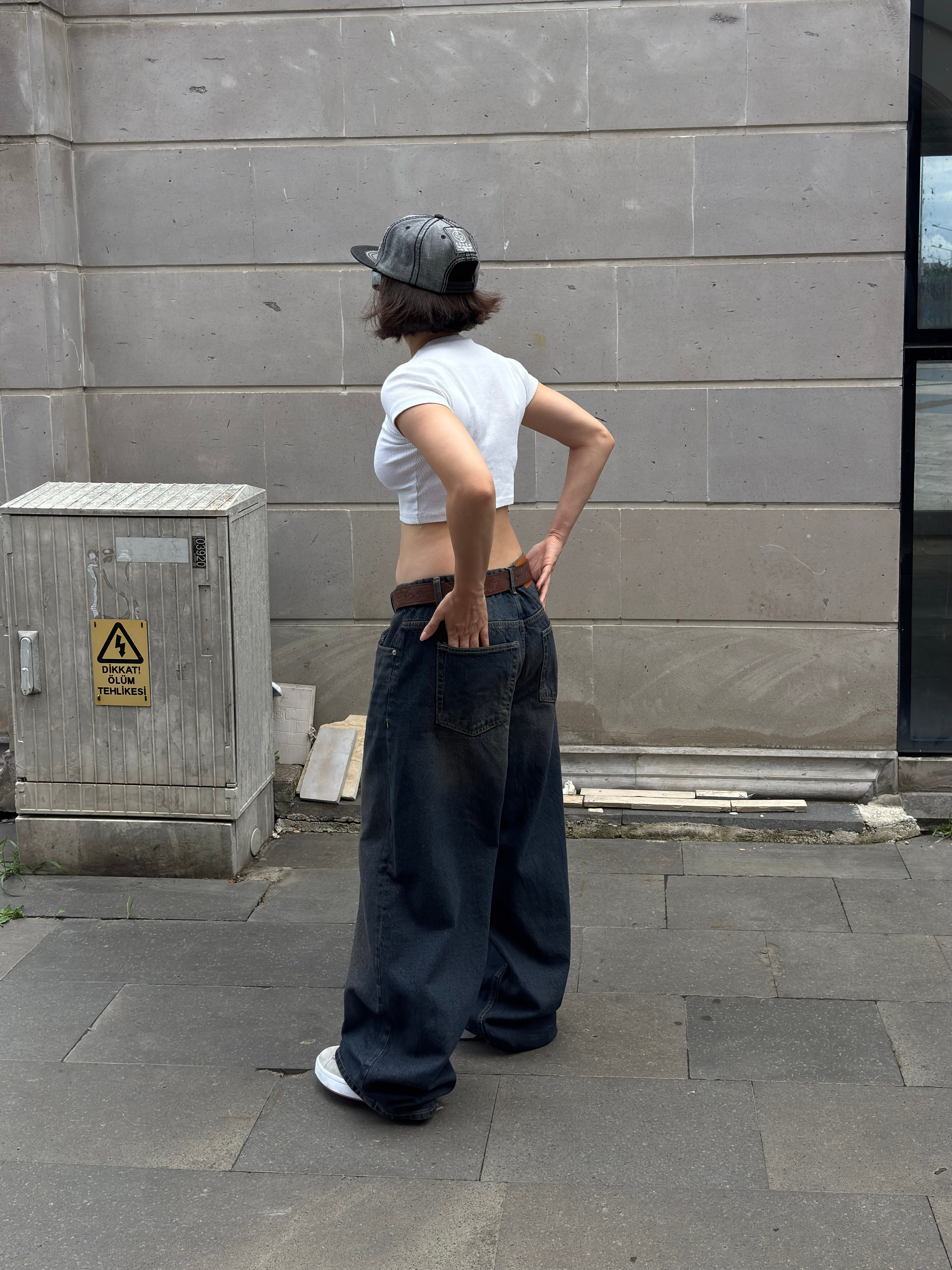 Premium Dark-Blue Eskitmeli Ultra Baggy Jean