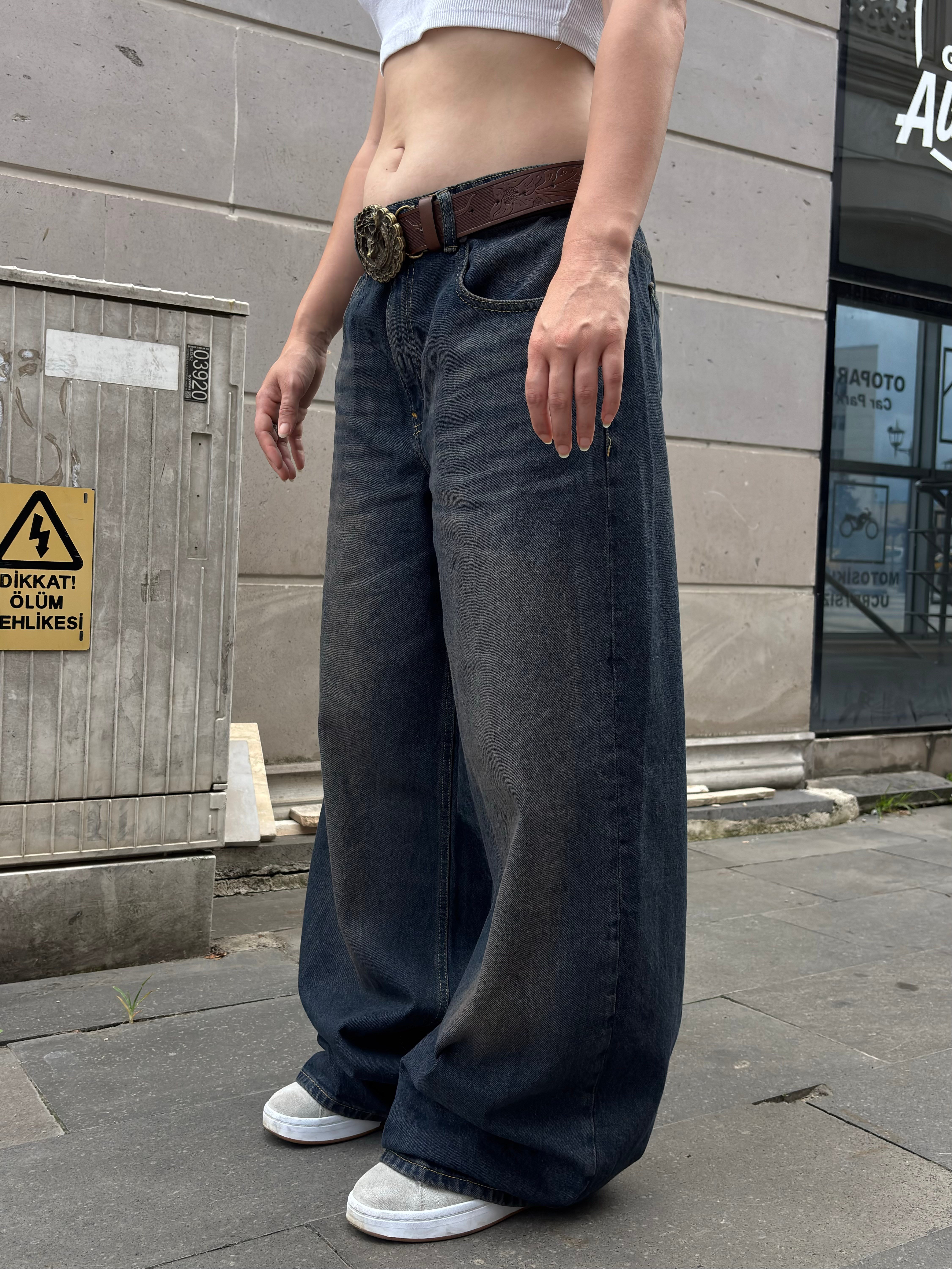 Premium Dark-Blue Eskitmeli Ultra Baggy Jean