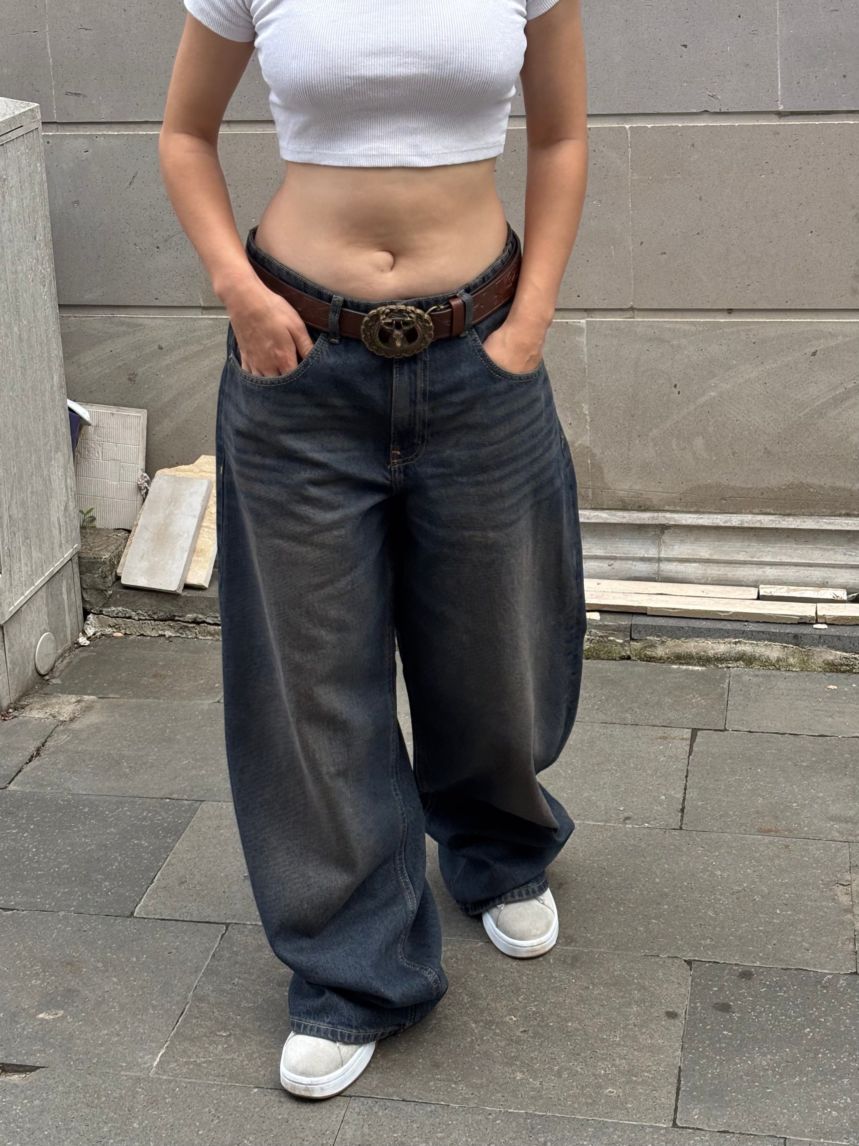Premium Dark-Blue Eskitmeli Ultra Baggy Jean