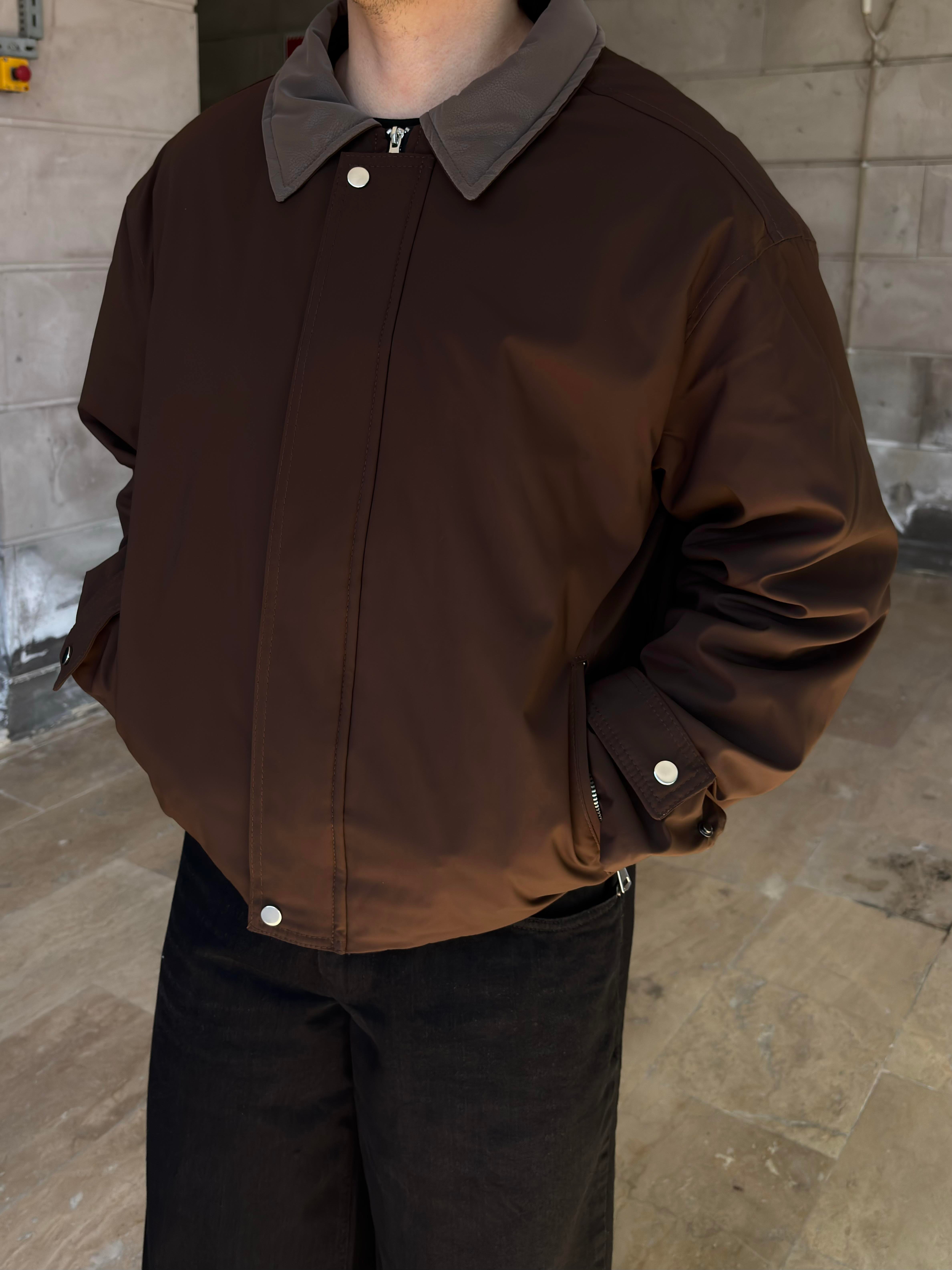 Premium Dark Brown Hafif Dolgulu Mevsimlik Urban Ceket