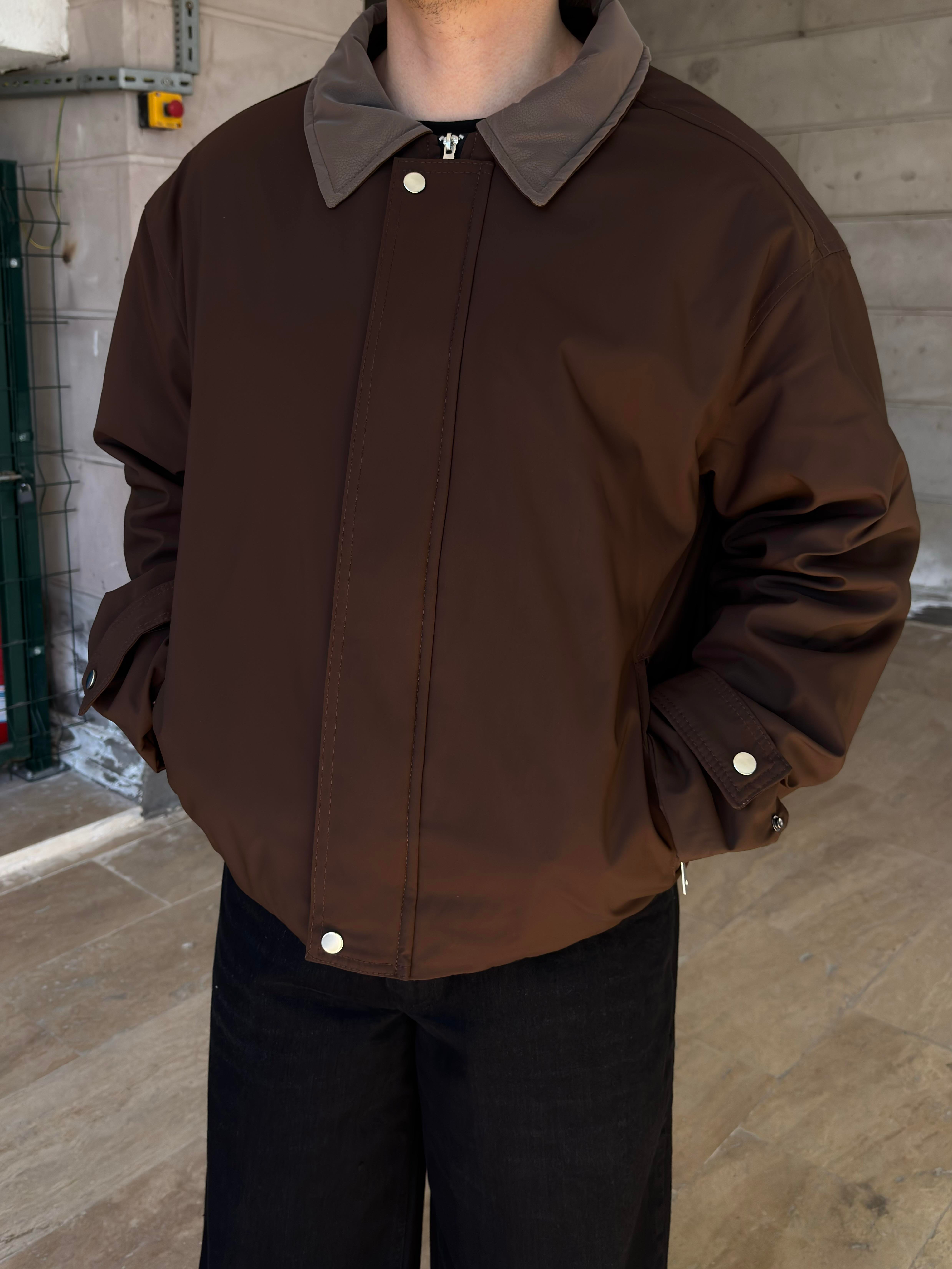 Premium Dark Brown Hafif Dolgulu Mevsimlik Urban Ceket