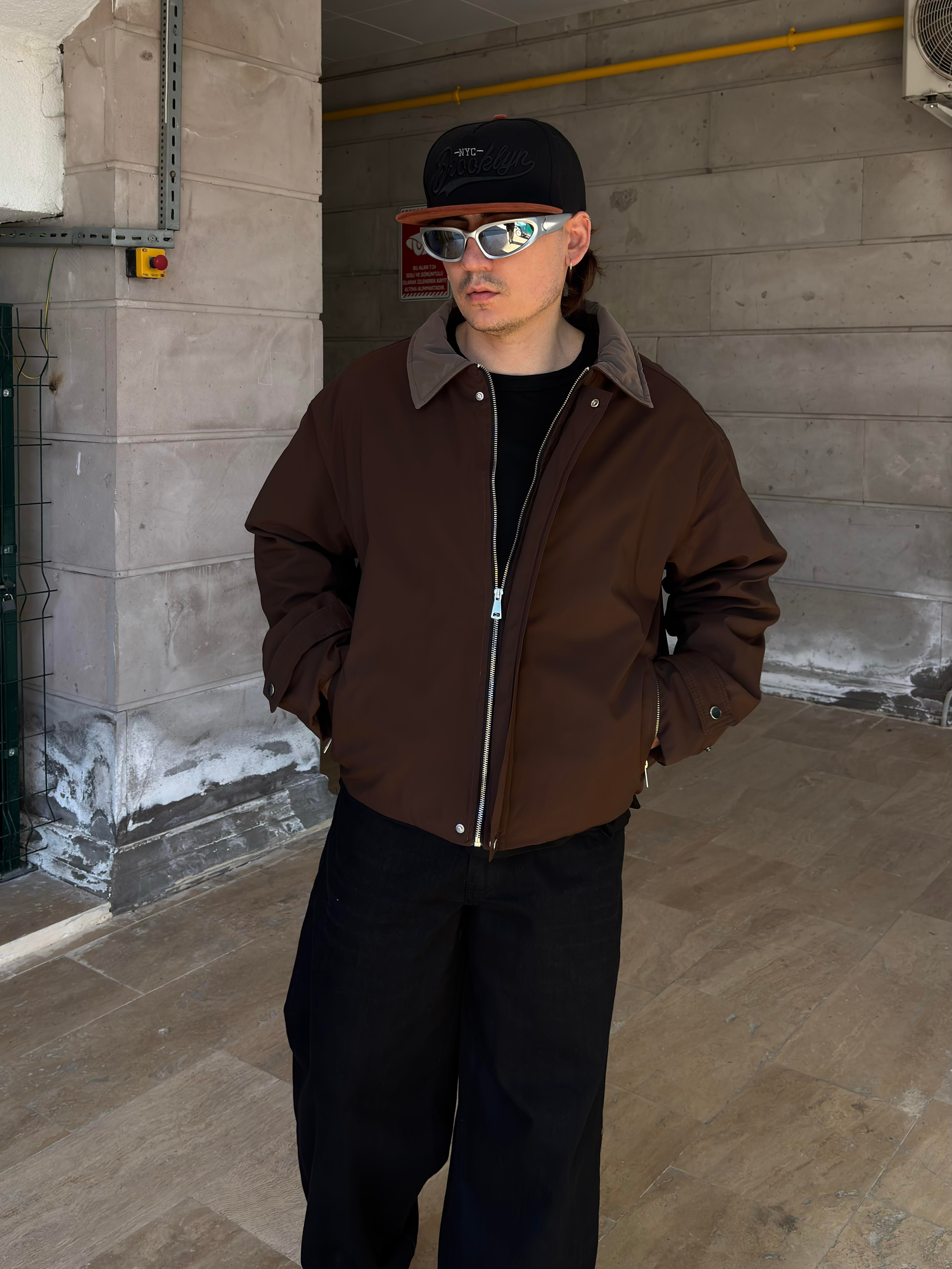 Premium Dark Brown Hafif Dolgulu Mevsimlik Urban Ceket