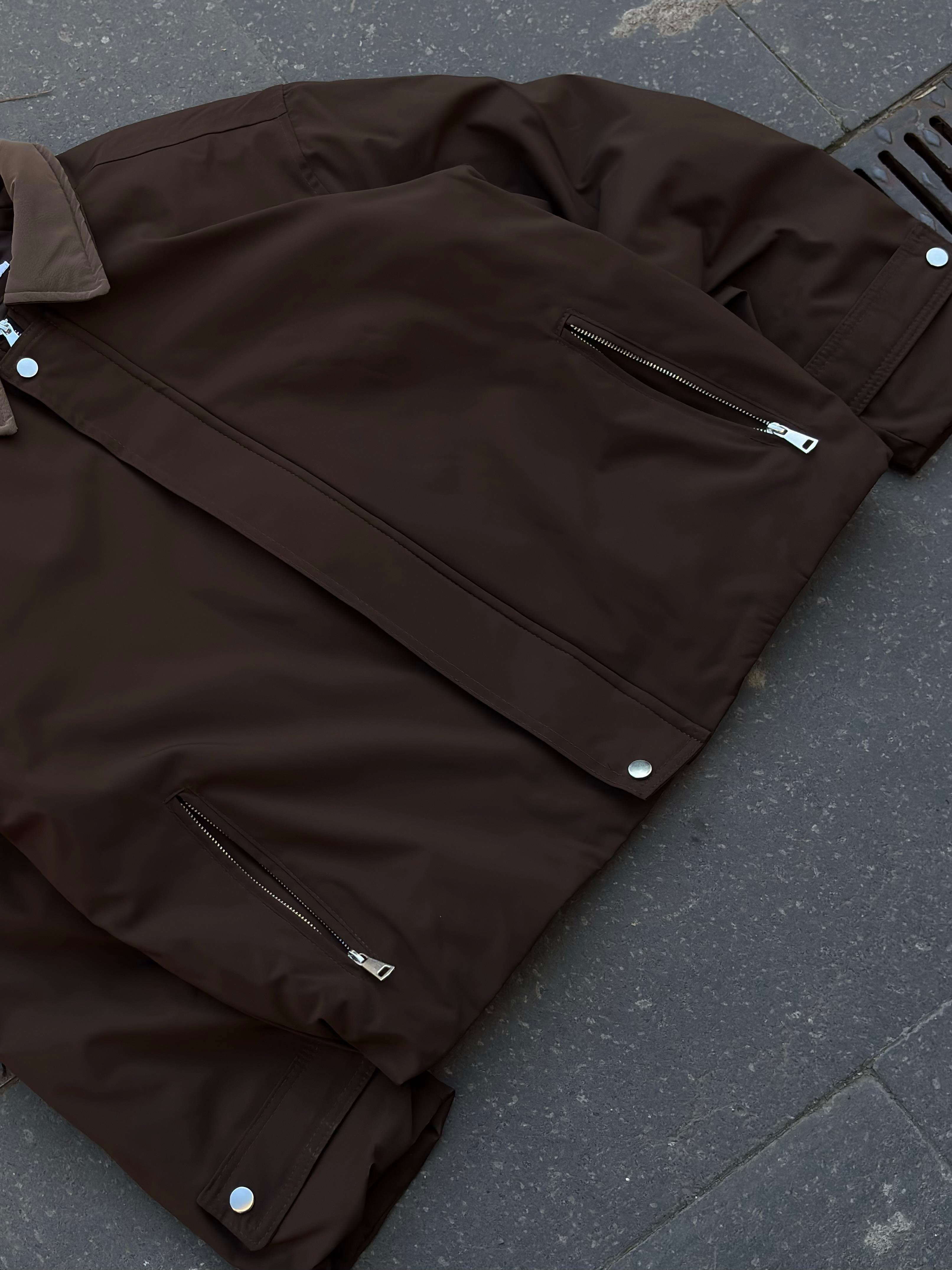 Premium Dark Brown Hafif Dolgulu Mevsimlik Urban Ceket