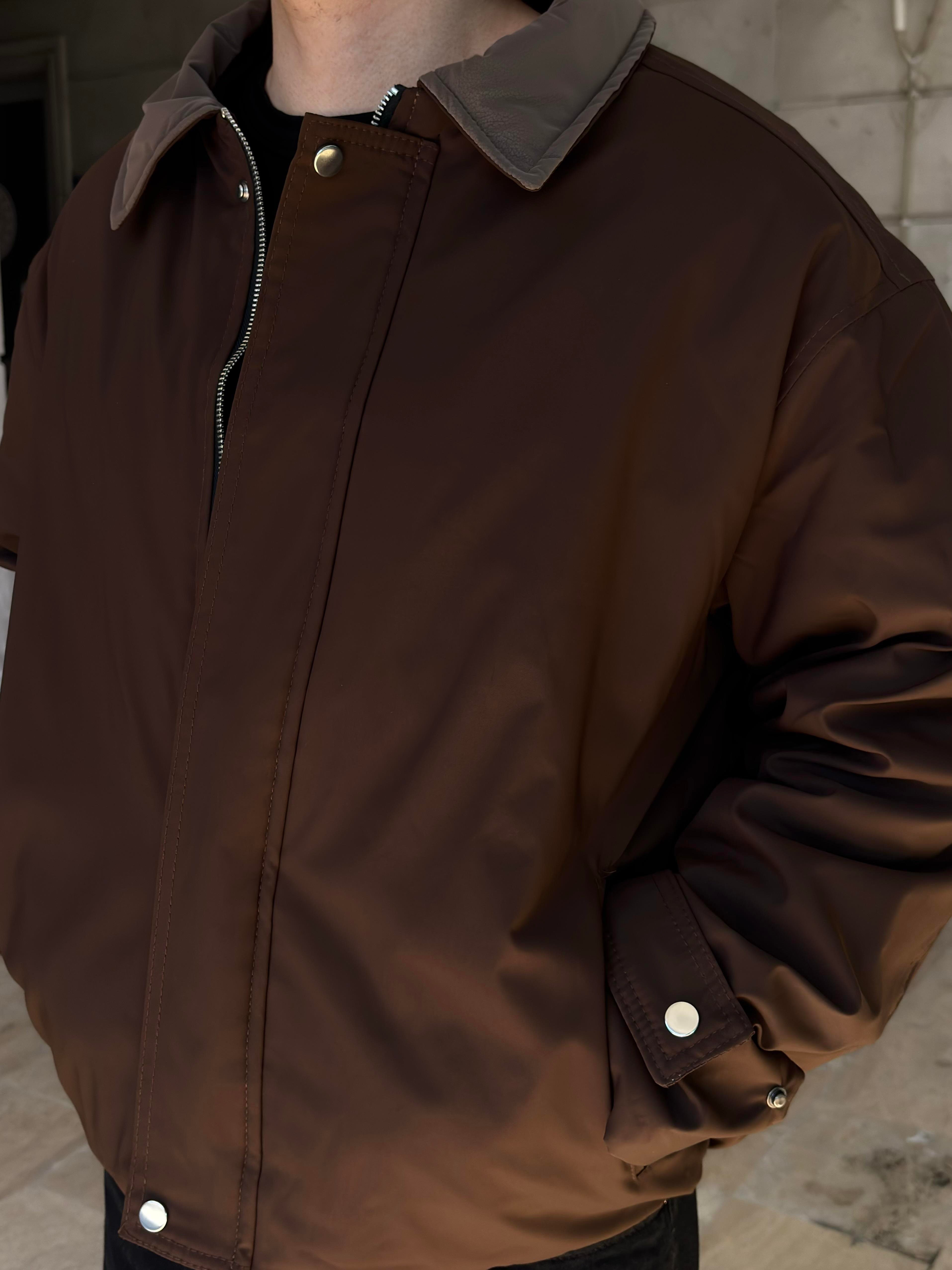 Premium Dark Brown Hafif Dolgulu Mevsimlik Urban Ceket
