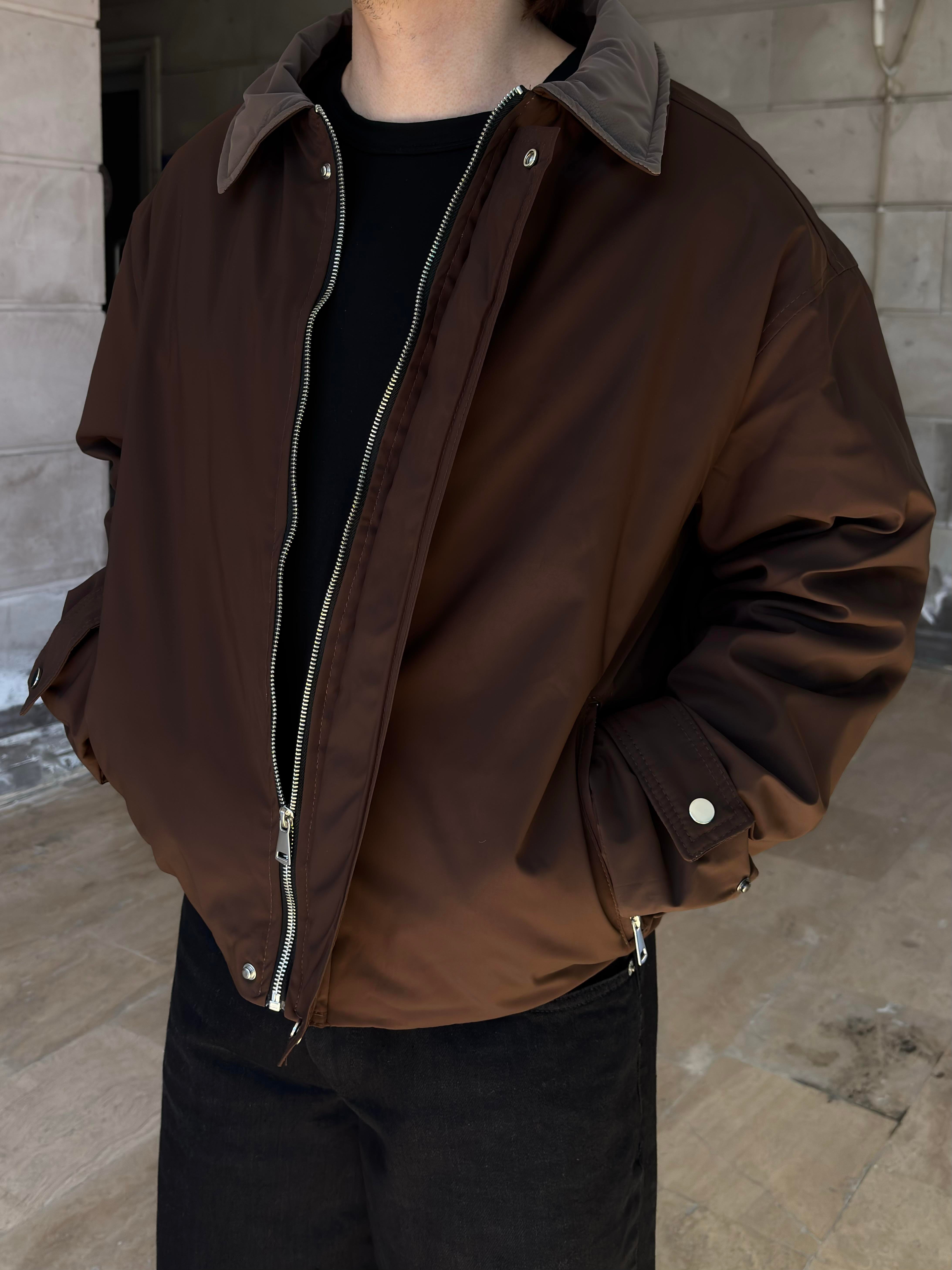 Premium Dark Brown Hafif Dolgulu Mevsimlik Urban Ceket