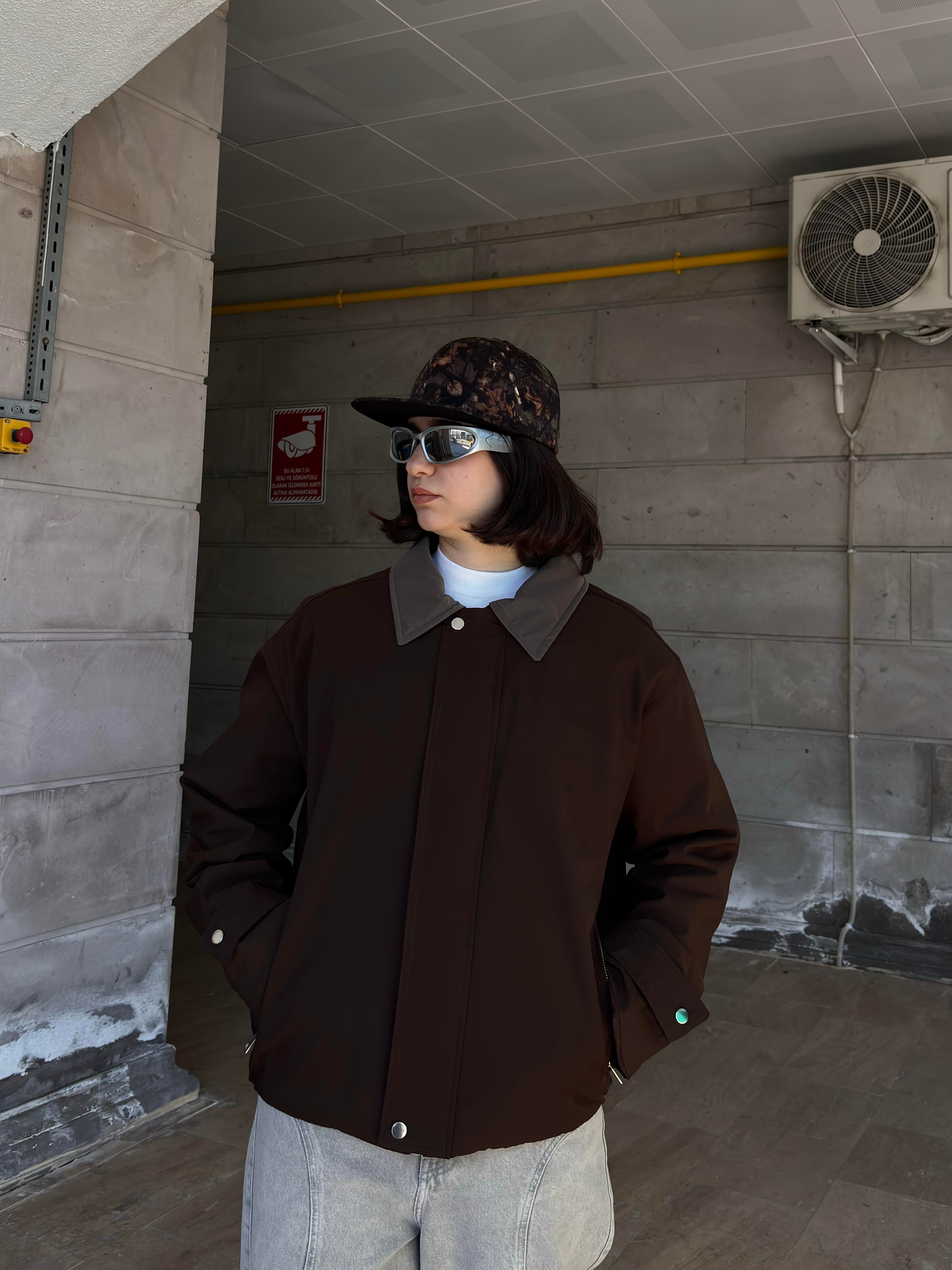 Premium Dark Brown Hafif Dolgulu Mevsimlik Urban Ceket
