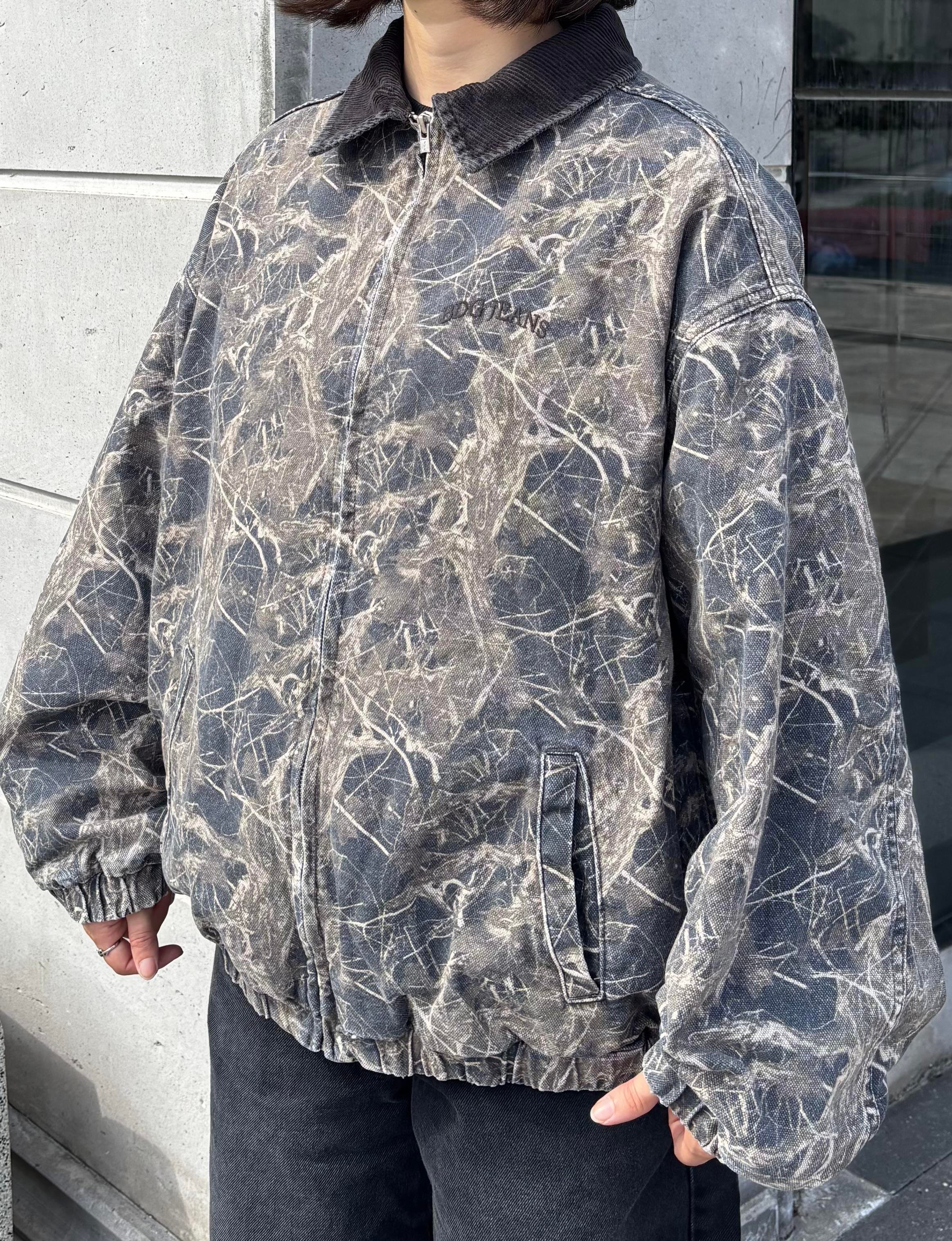 Premium Dark Leaf Print Harringtpn Bomber Jacket