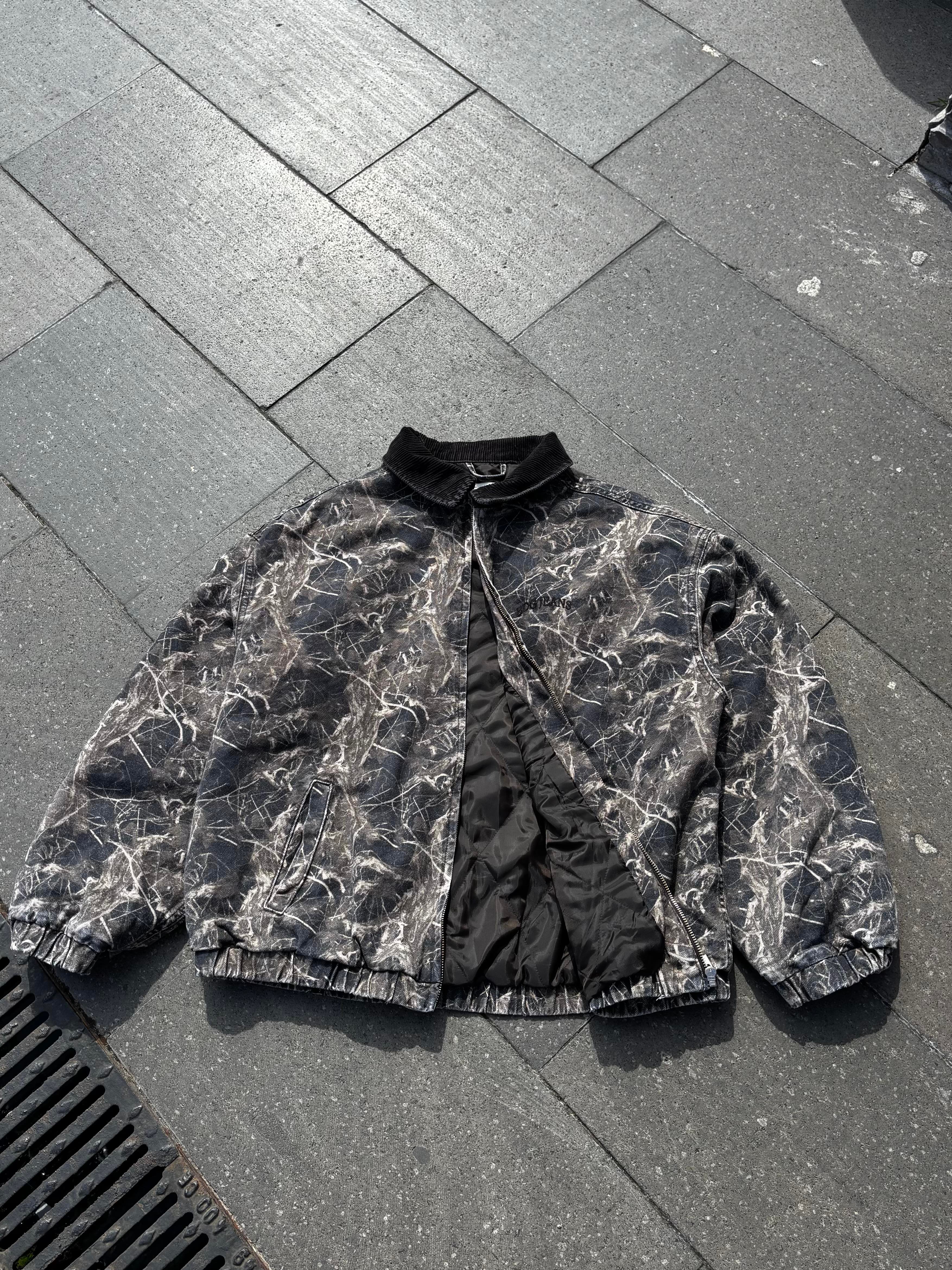 Premium Dark Leaf Print Harringtpn Bomber Jacket