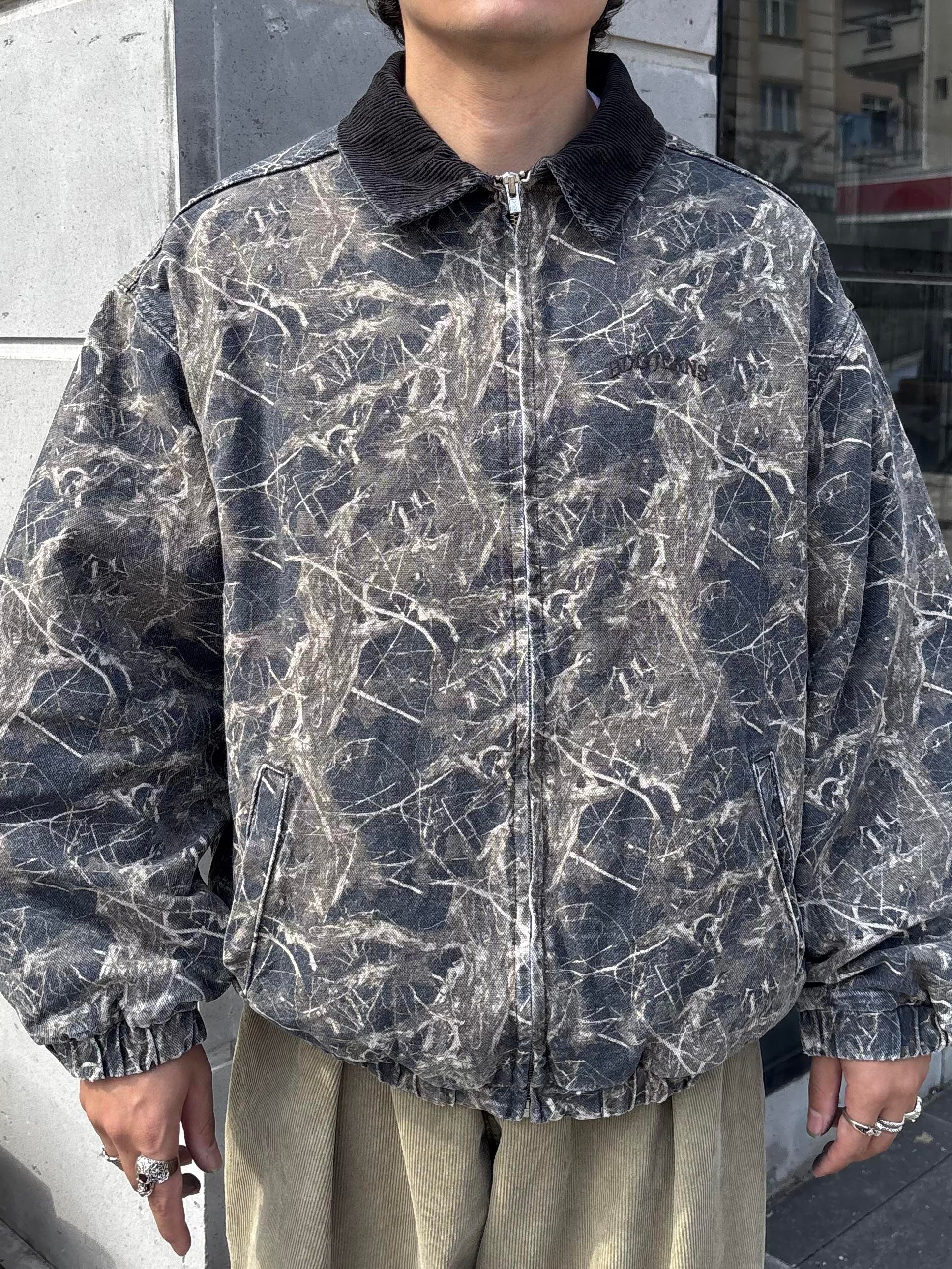 Premium Dark Leaf Print Harringtpn Bomber Jacket