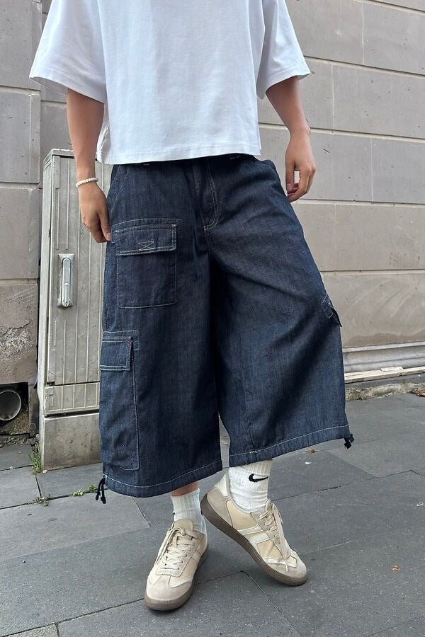Premium Detroit Crop Pull-On Baggy Cargo Jorts