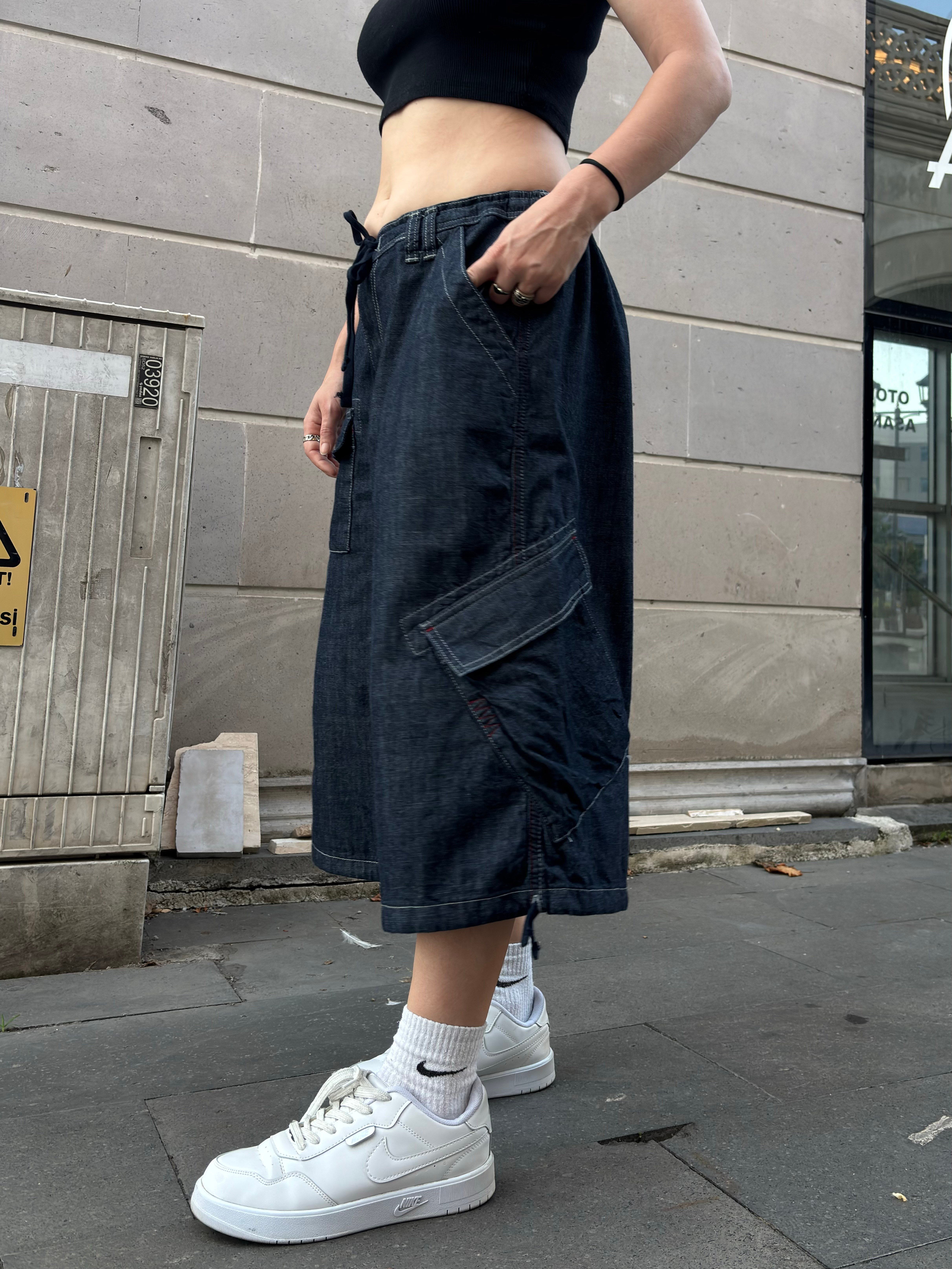 Premium Detroit Crop Pull-On Baggy Cargo Jorts