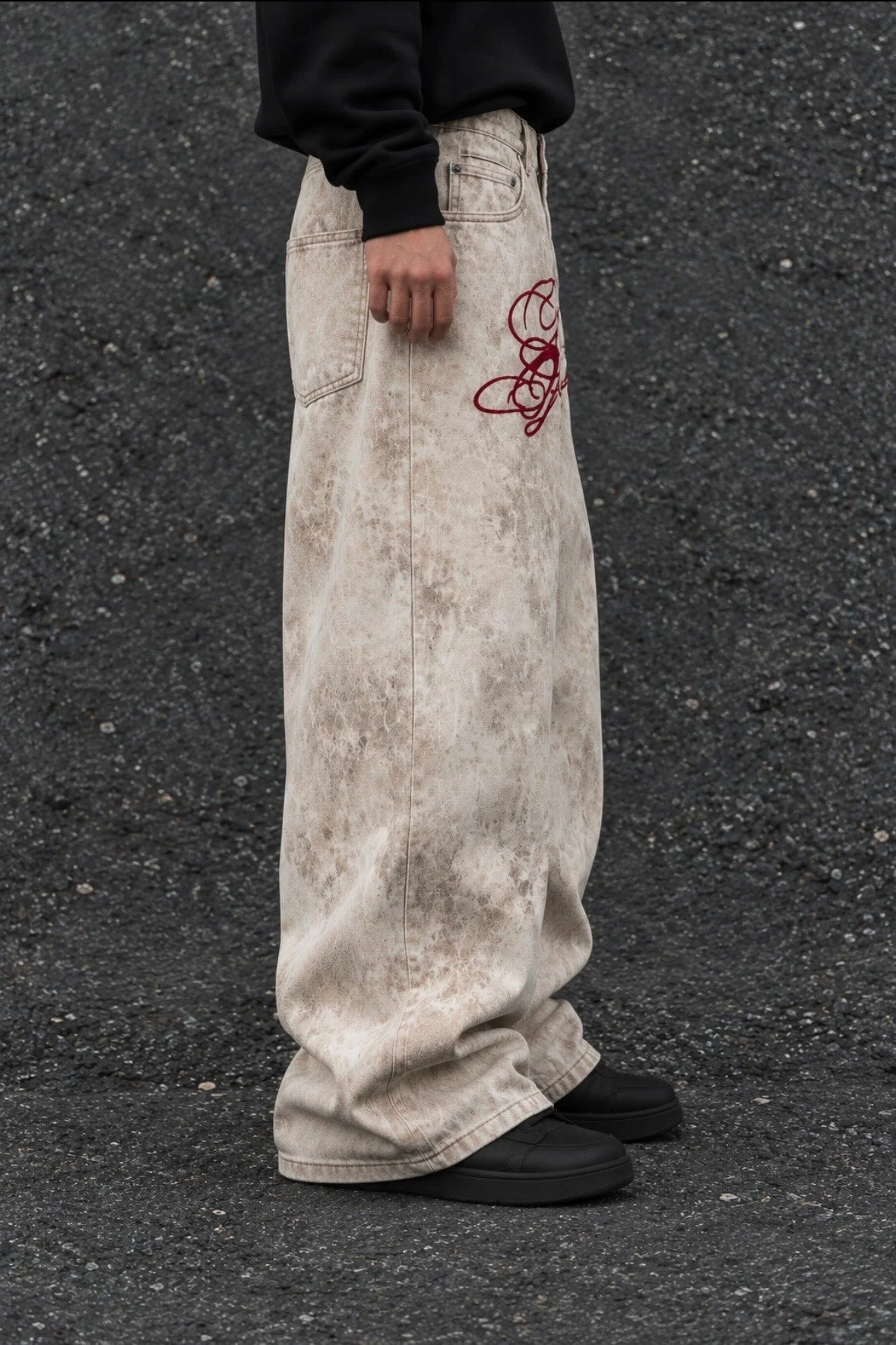 Premium Dirty Beige Buckle Back Ultra Baggy Pants