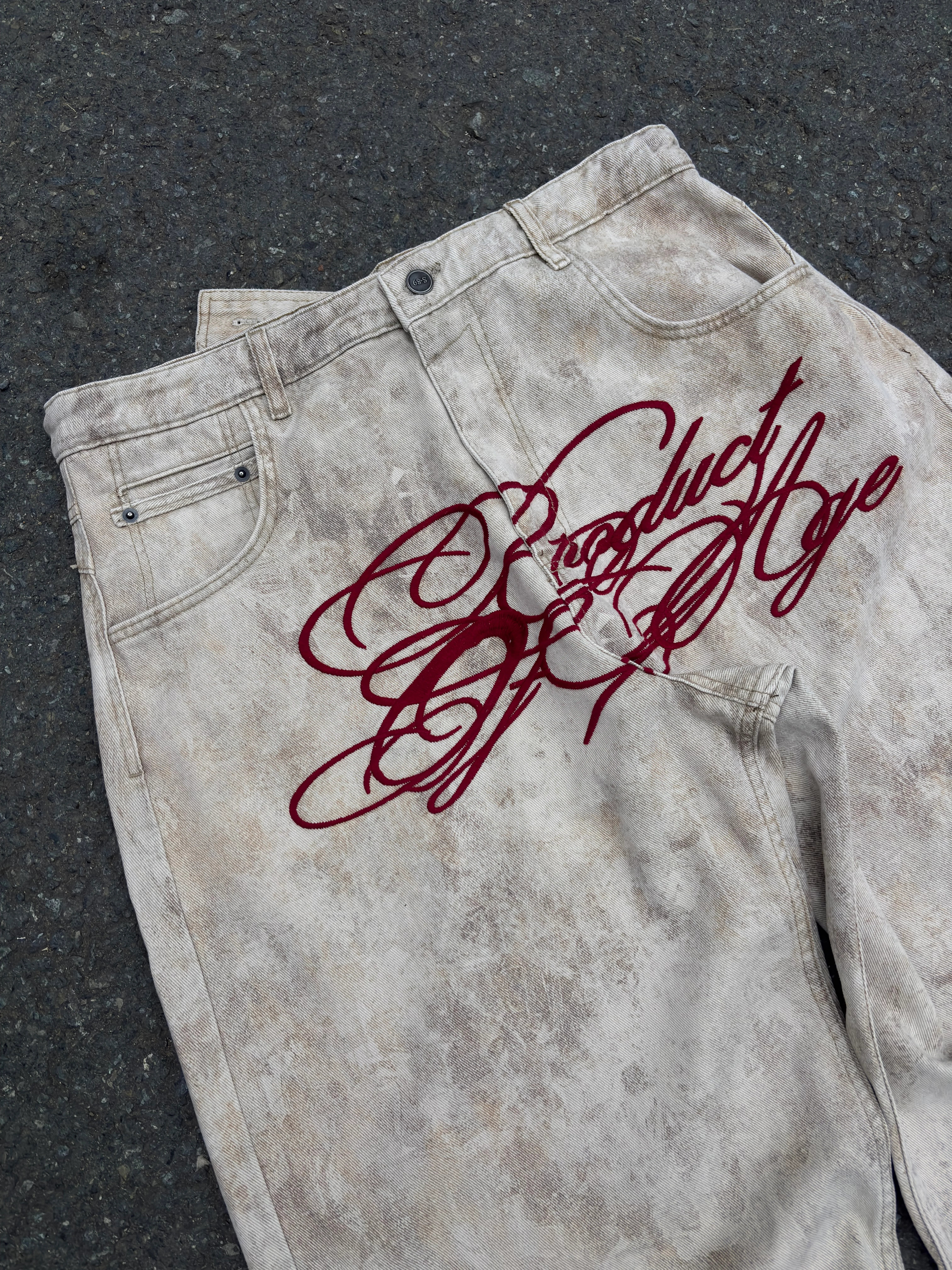 Premium Dirty Beige Buckle Back Ultra Baggy Pants