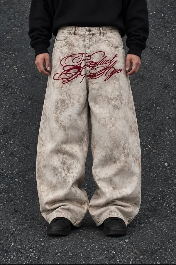 Premium Dirty Beige Buckle Back Ultra Baggy Pants