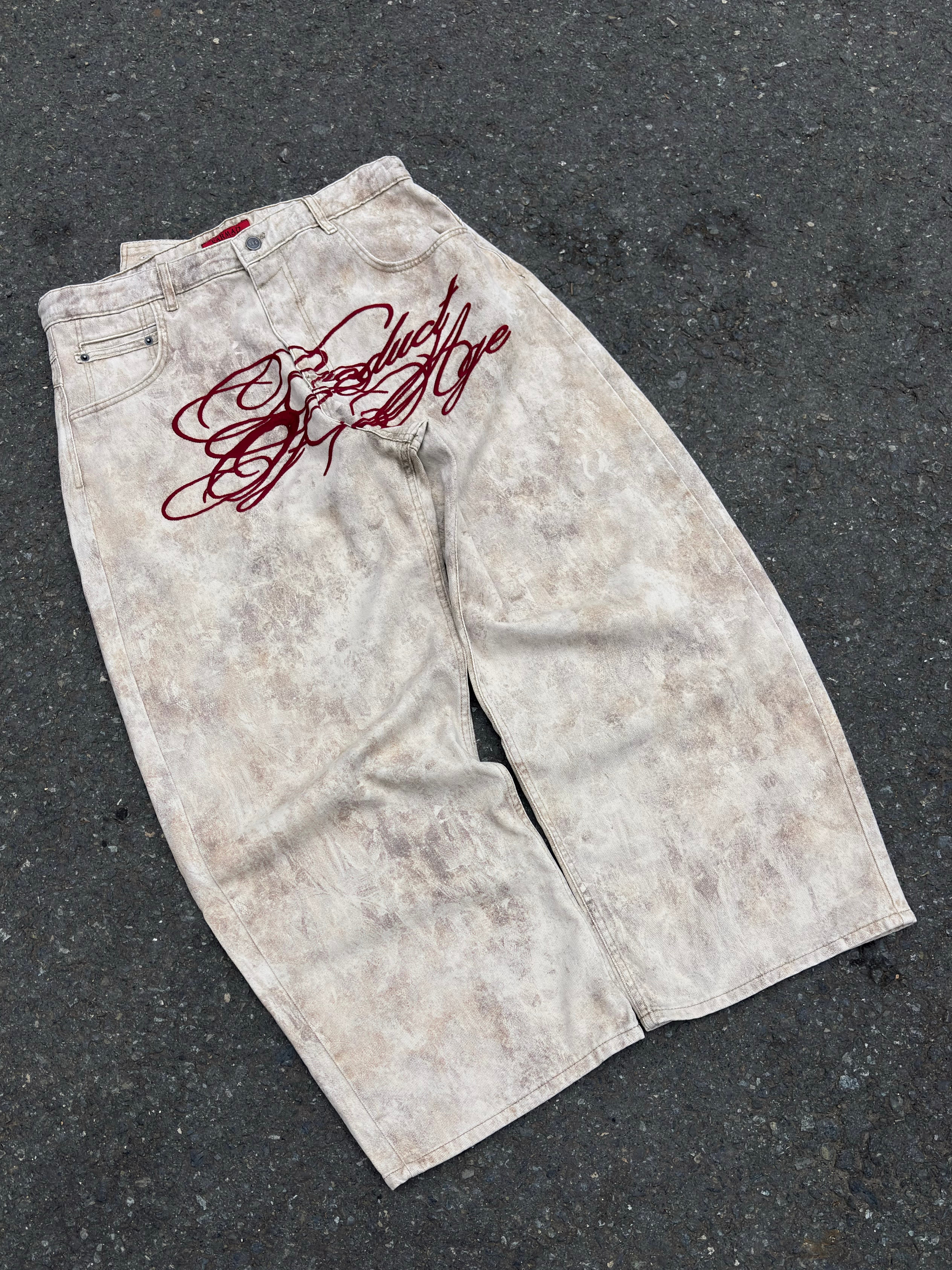Premium Dirty Beige Buckle Back Ultra Baggy Pants