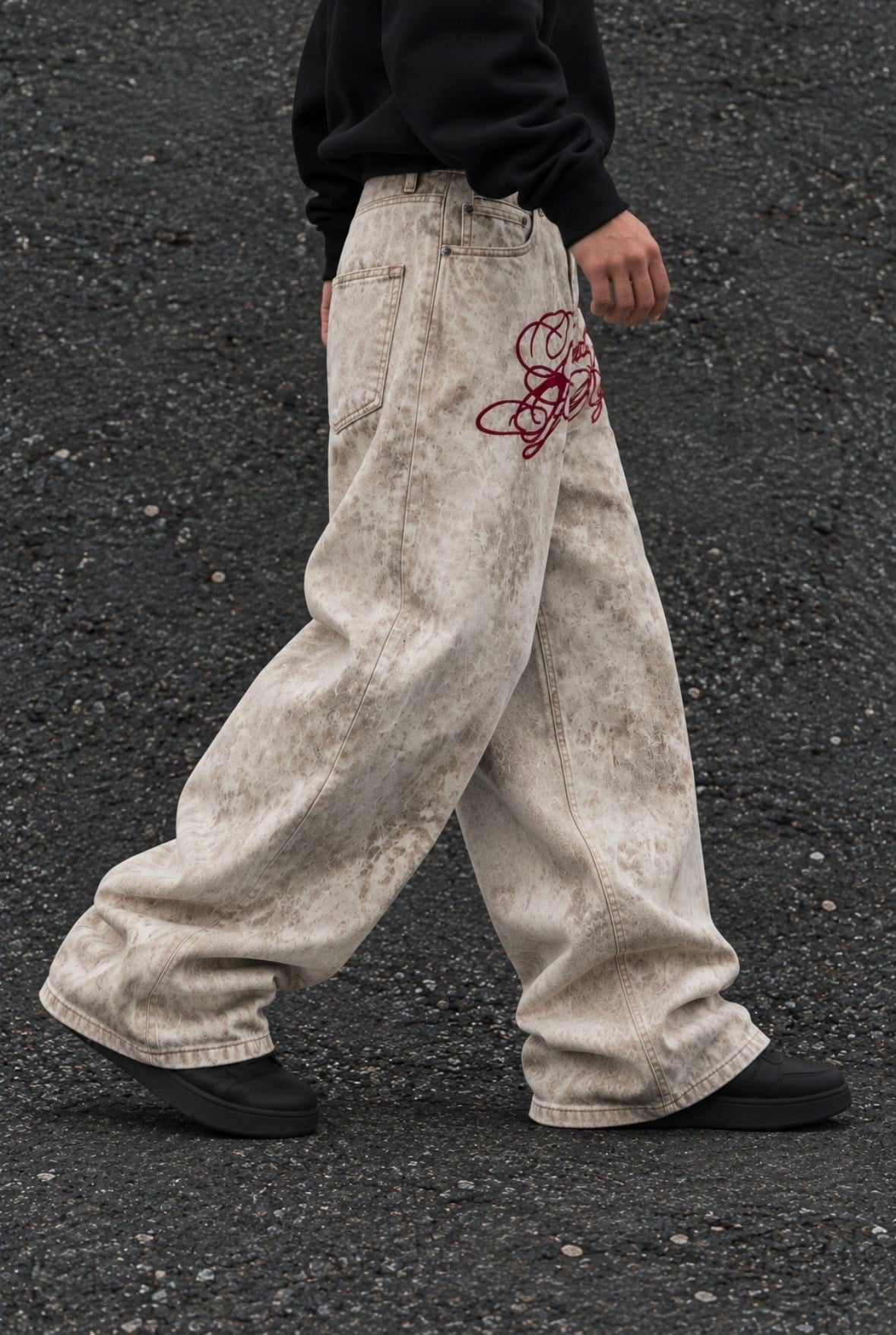 Premium Dirty Beige Buckle Back Ultra Baggy Pants