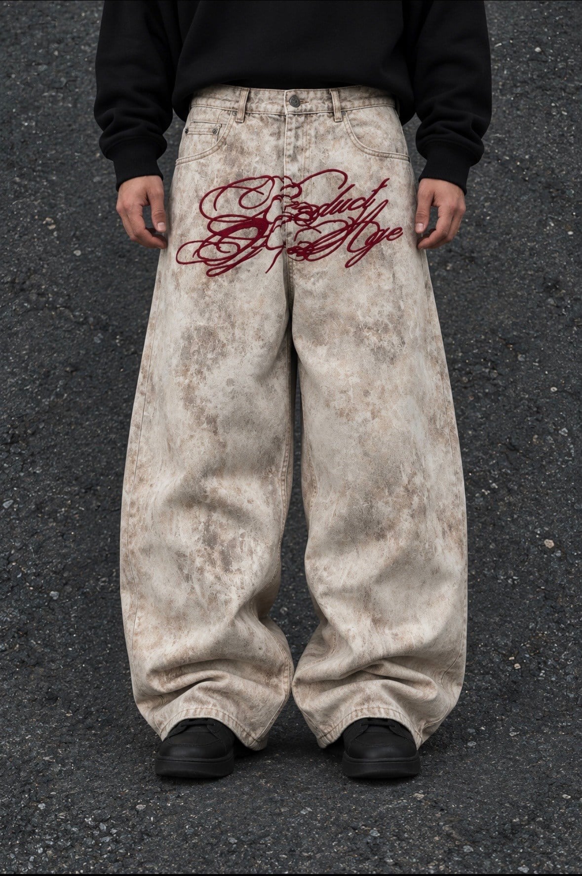 Premium Dirty Beige Buckle Back Ultra Baggy Pants