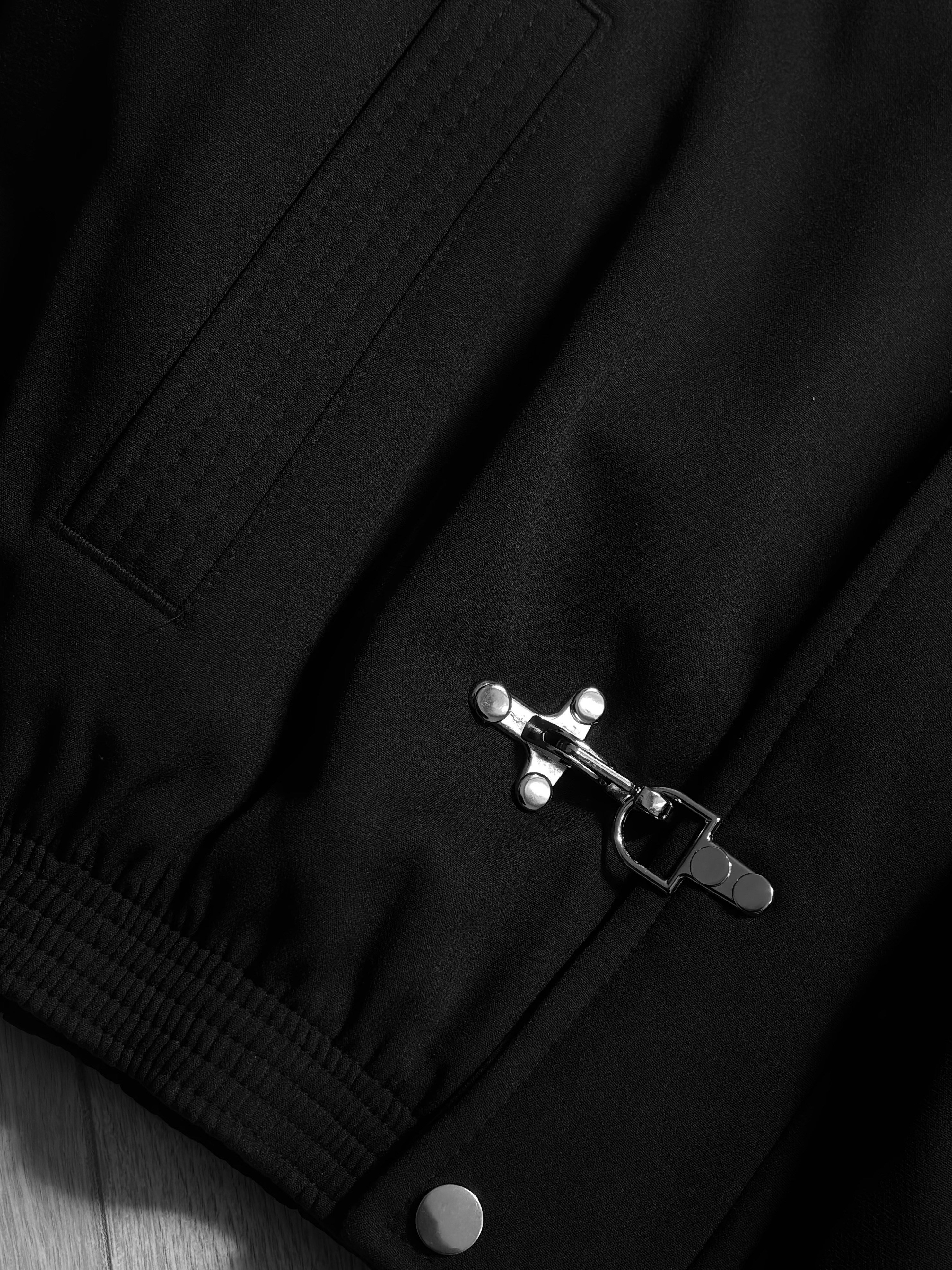 Premium Double Clıps Black Bomber Ceket