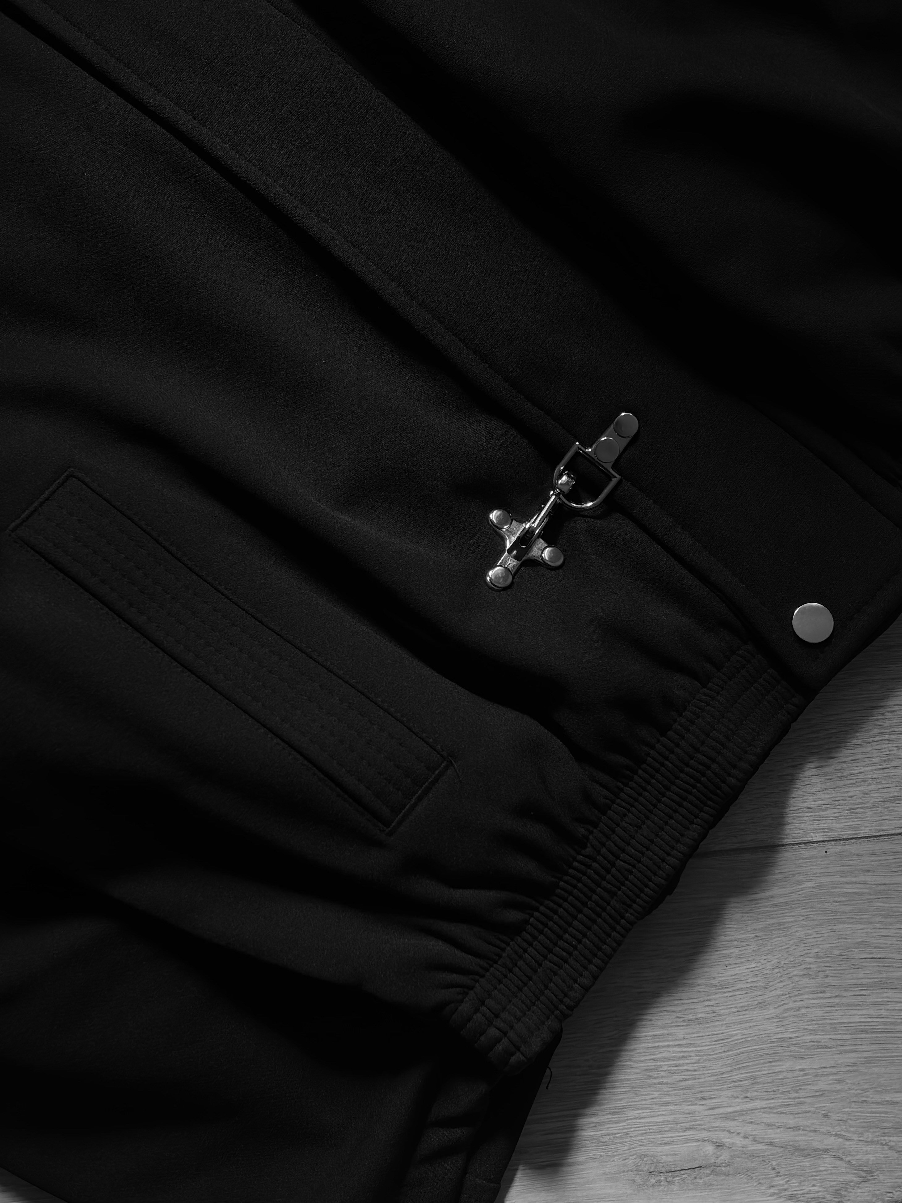 Premium Double Clıps Black Bomber Ceket