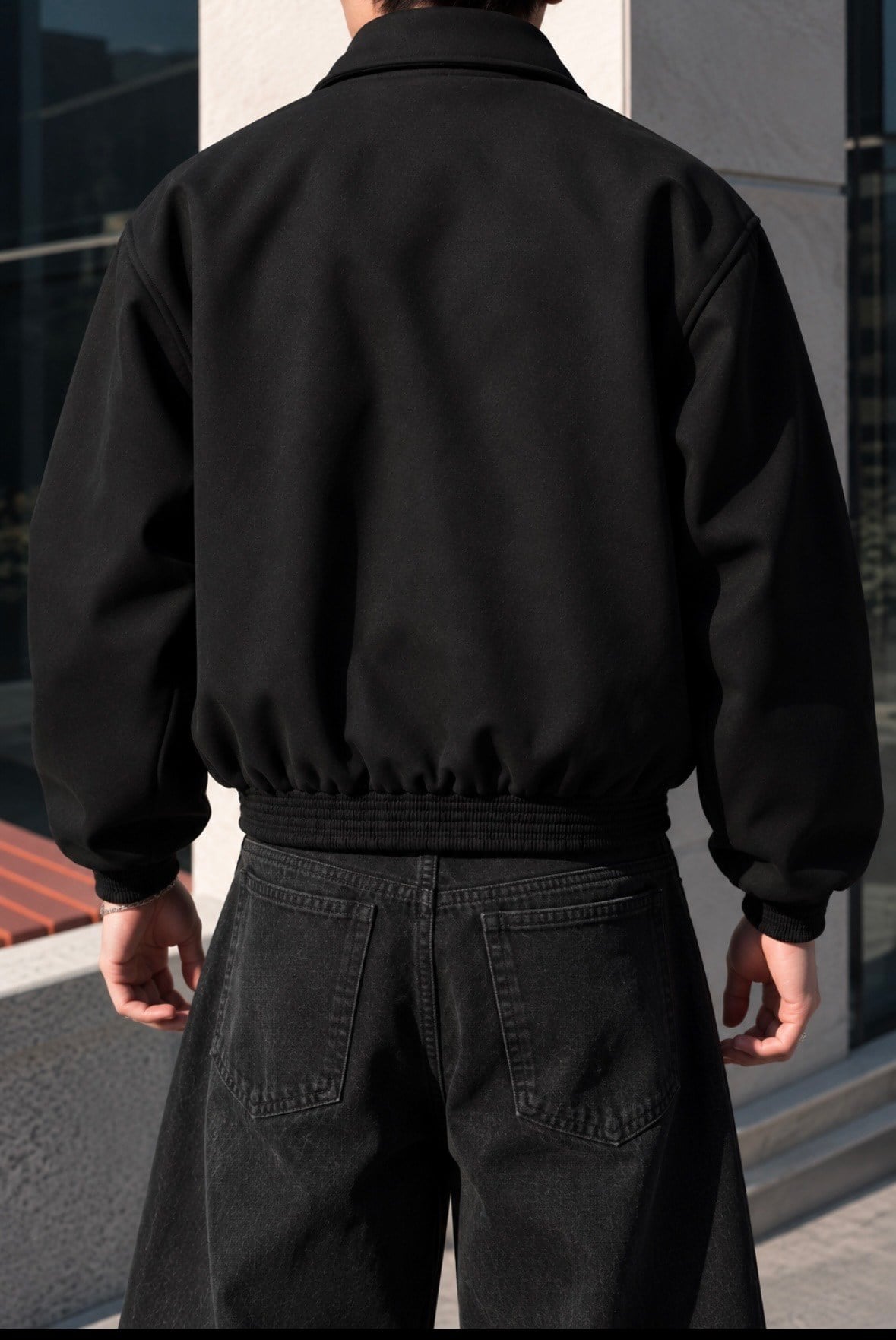 Premium Double Clıps Black Bomber Ceket