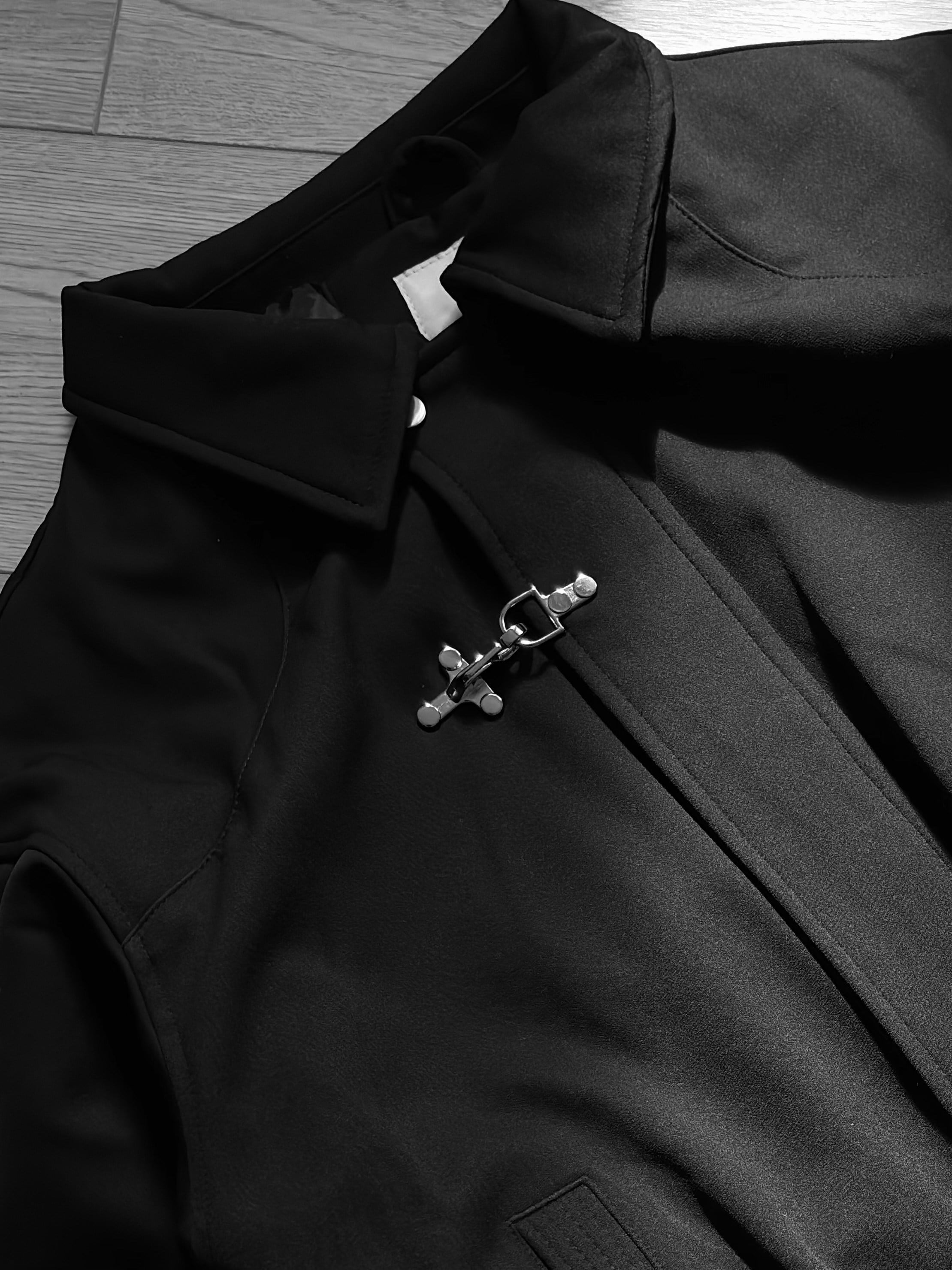 Premium Double Clıps Black Bomber Ceket