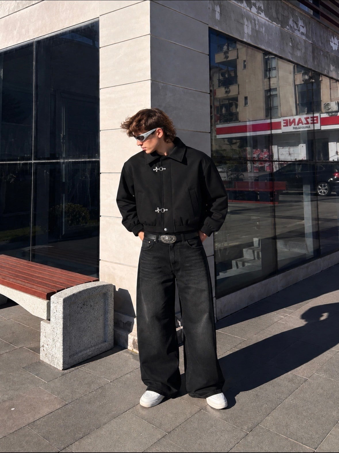 Premium Double Clıps Black Bomber Ceket