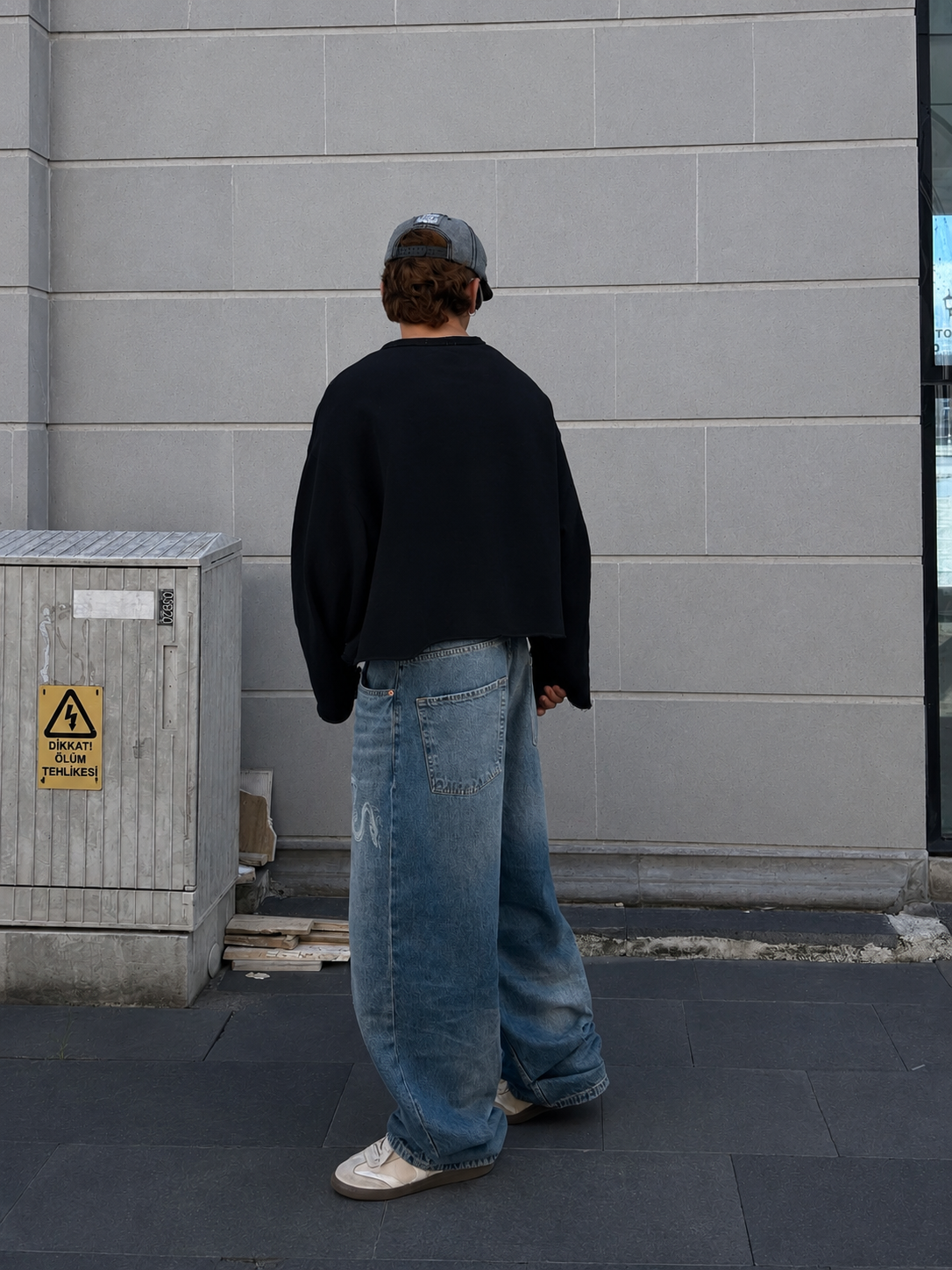 Premium Eskitme Ton Twin Dragon Baggy Jeans