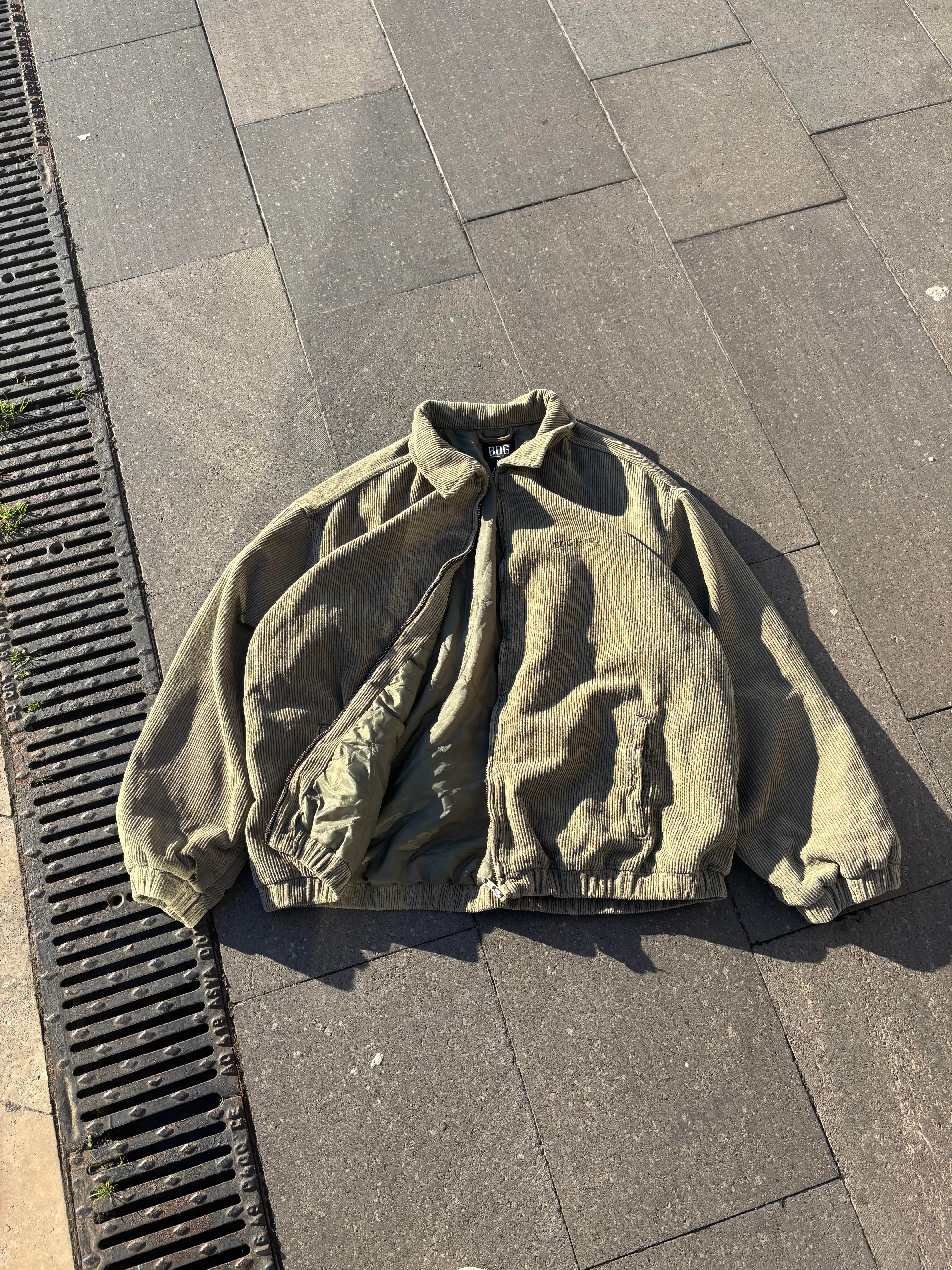 Premium Green Tone Fitilli Kadife Harrington Jacket