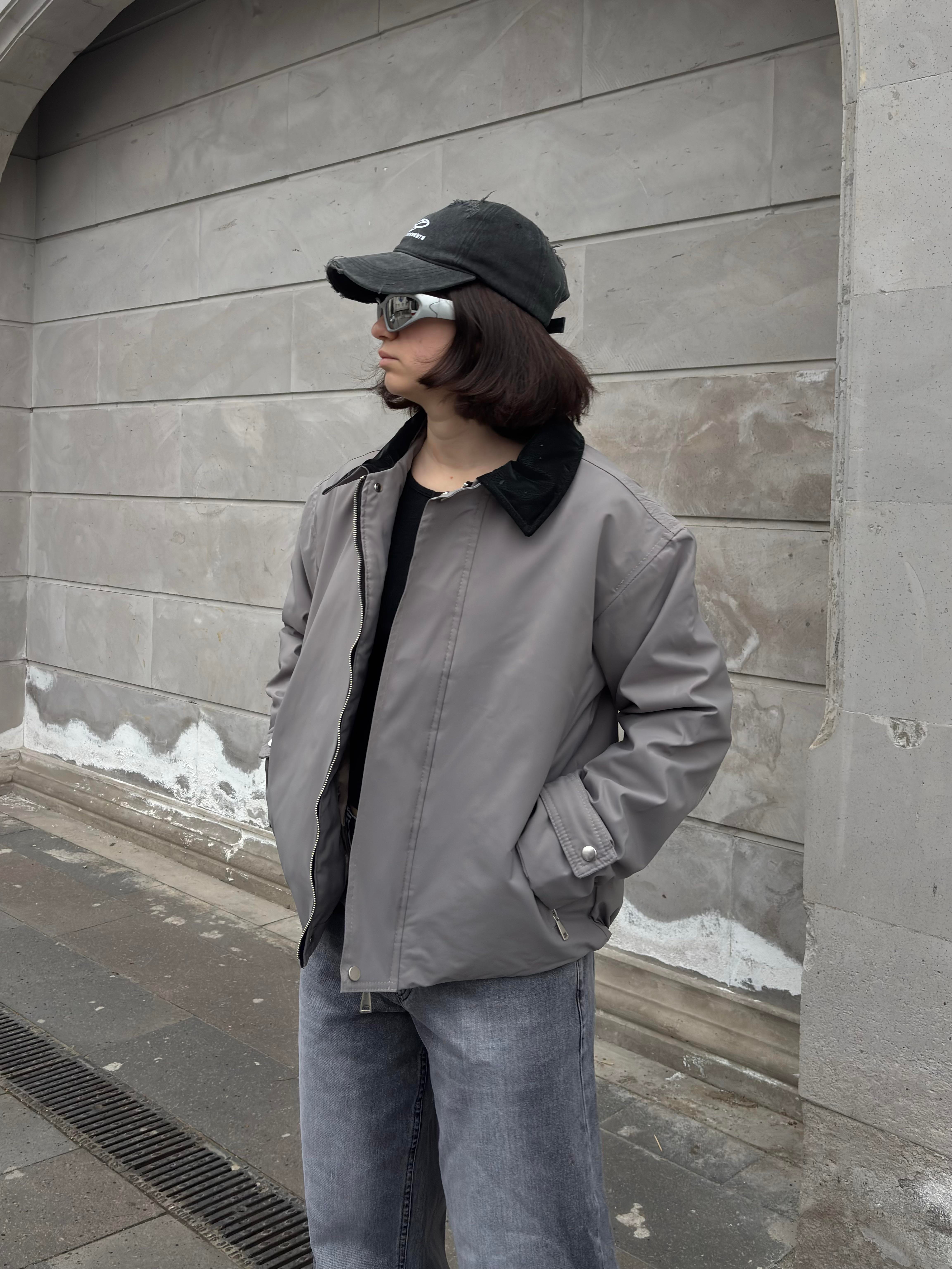 Premium Grey Hafif Dolgulu Mevsimlik Urban Ceket